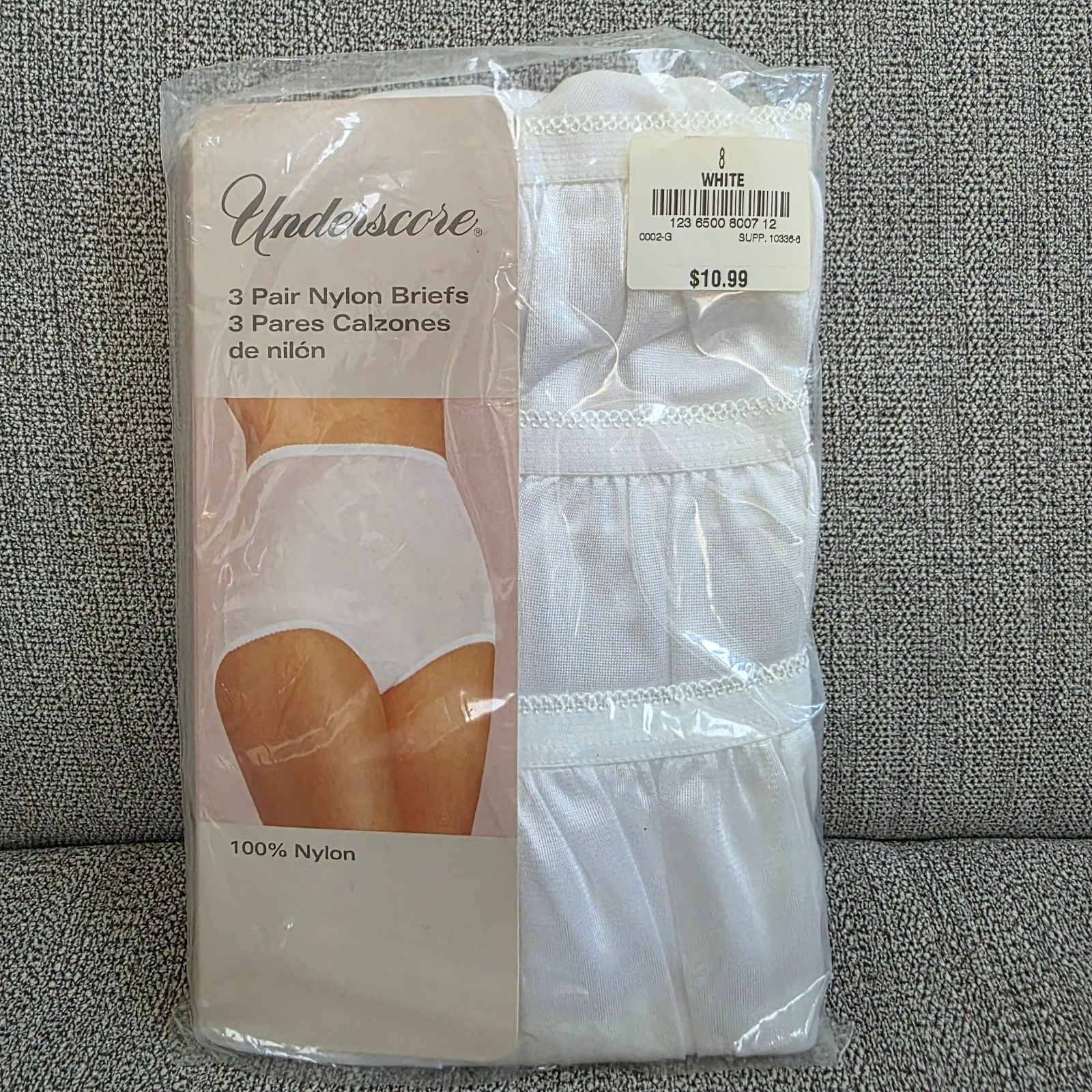 Underscore 3 Pair Nylon Briefs Underwear White Size 8 JCPenney Antron III NEW