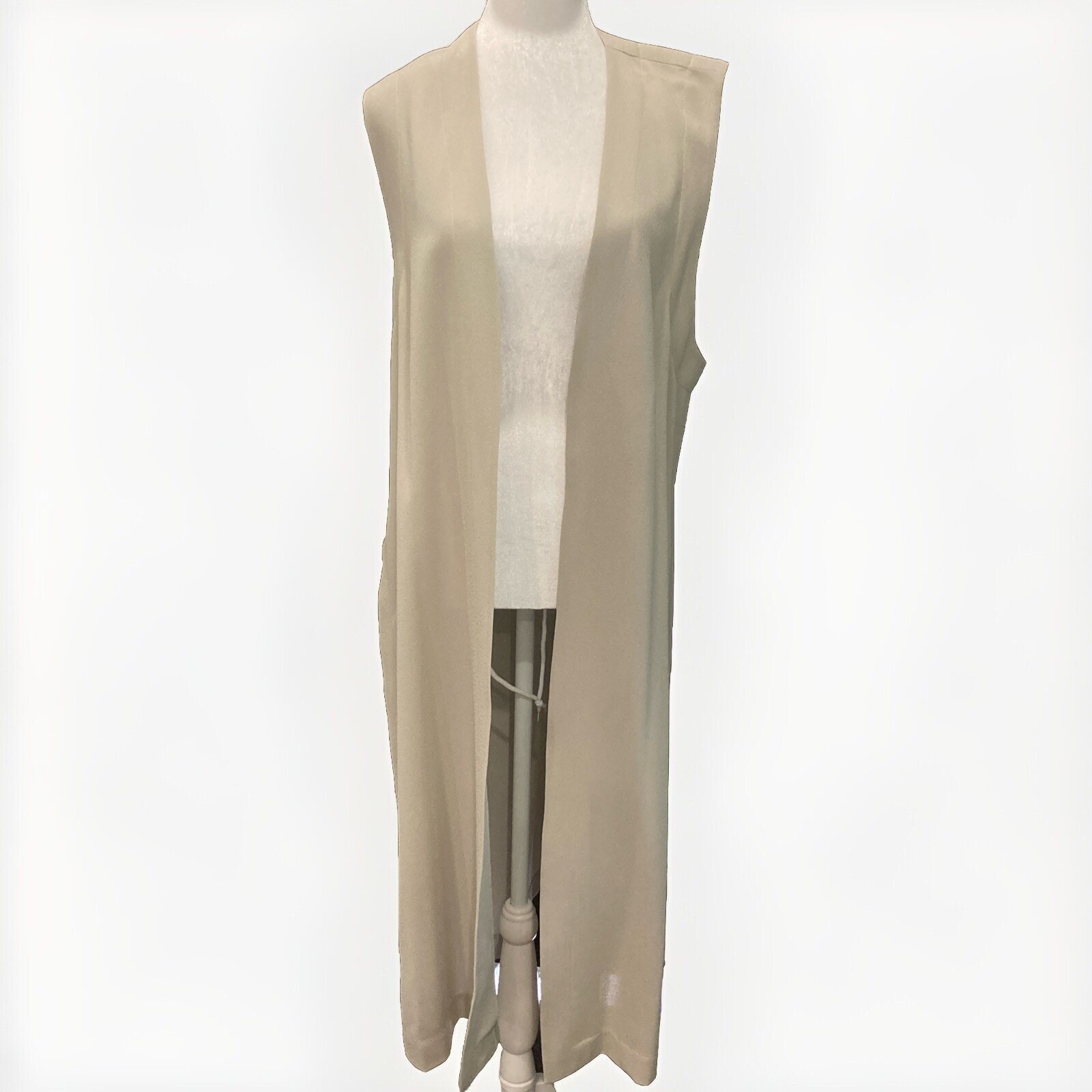 vintage 90s 1990s Friends Rachel Sandra Ow Wing NR1 Beige Gray Maxi Open Duster