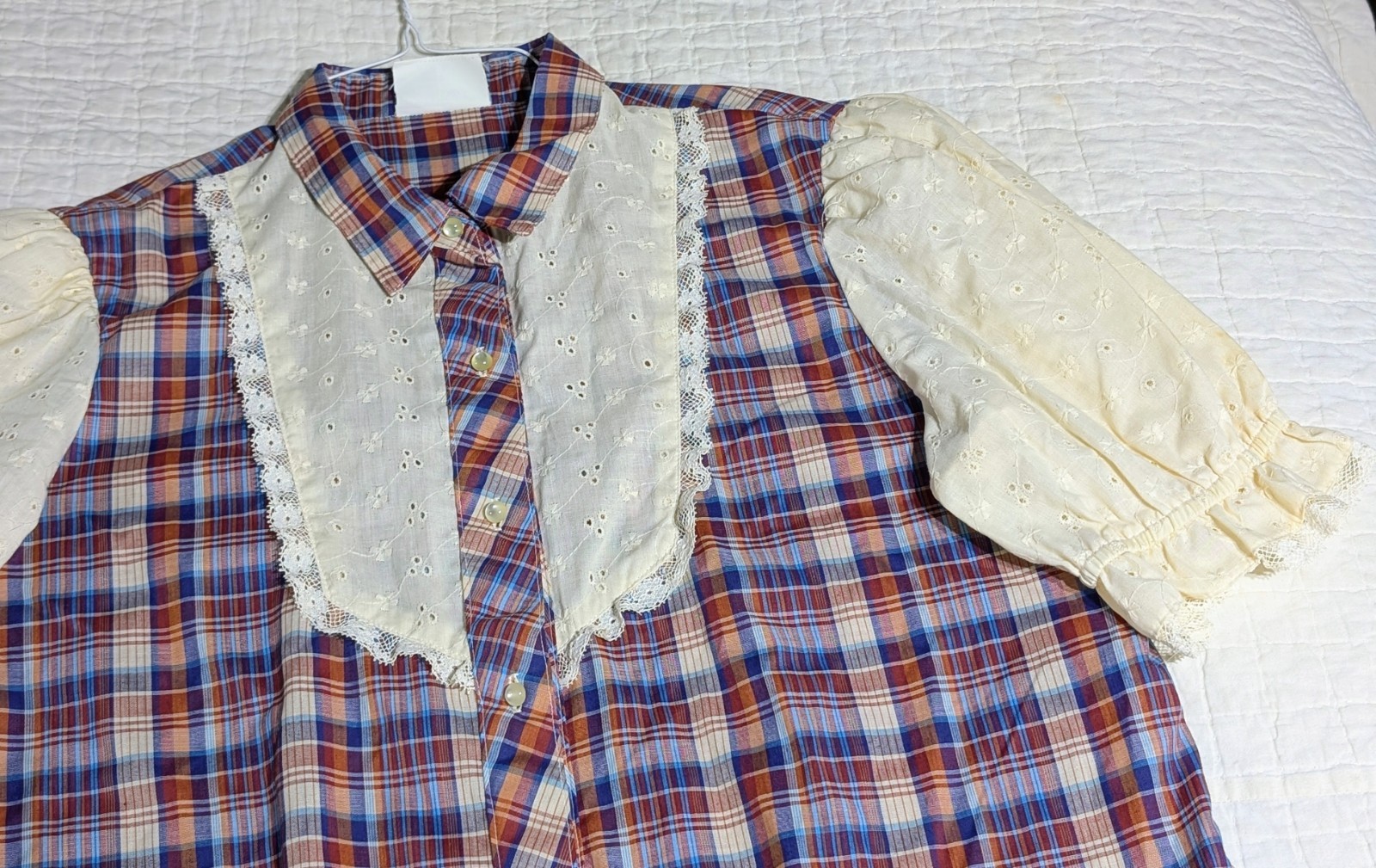 RARE Vintage Jeri Bee Western Shirt Women’s XL Plaid Lace Fringe Pearl Buttons