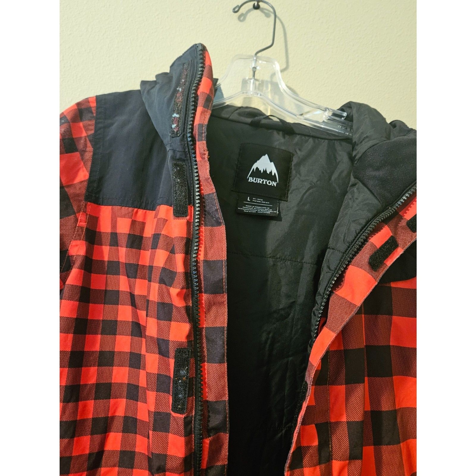 Burton Youth Boys Snowboard Ski Jacket L (14/16) Red Plaid Dryride