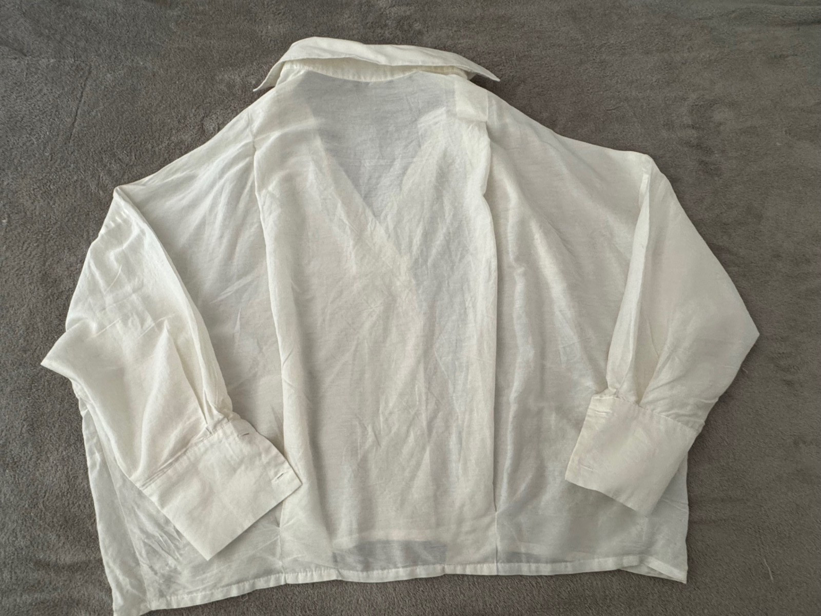 Thin Batiste Stylish Semi-sheer Women’s Blouse Size S Off-white Unbranded