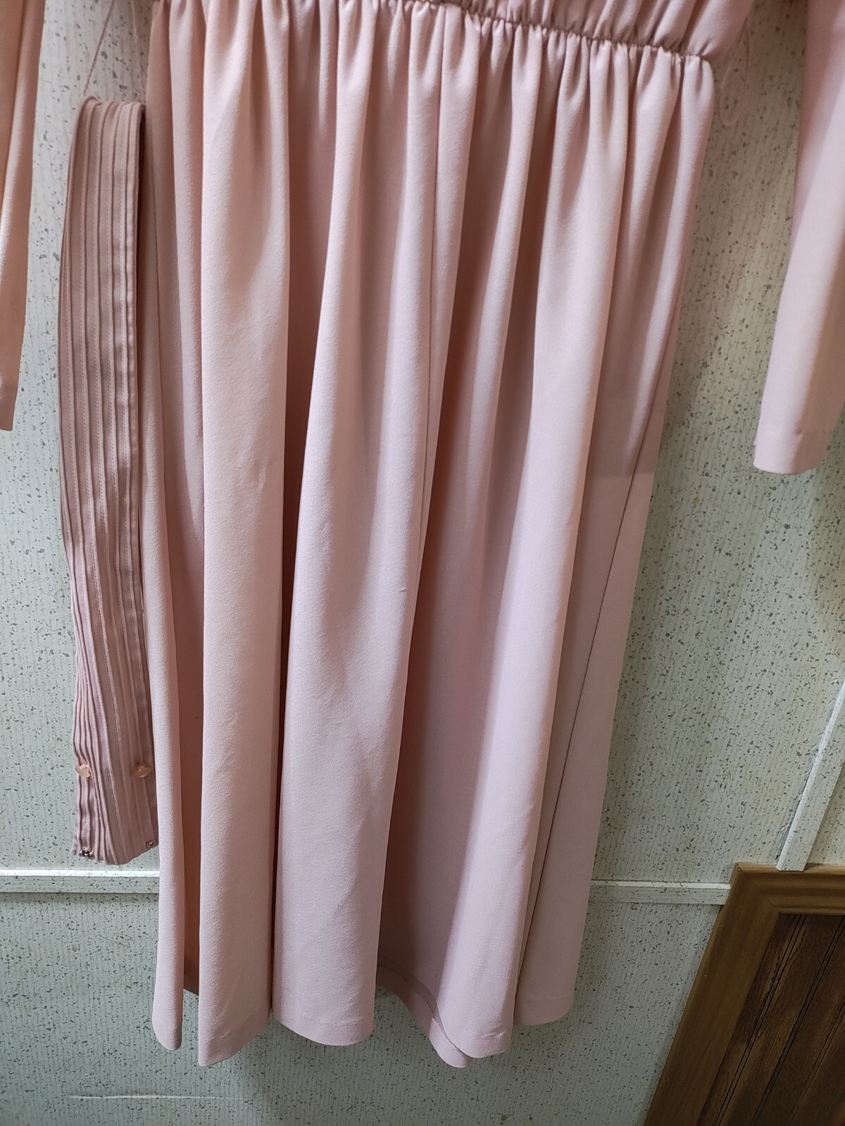 Vintage Jennifer Gee Chiffon Dress Pink Lace Puff Long Sleeve Size 10 Clean USA