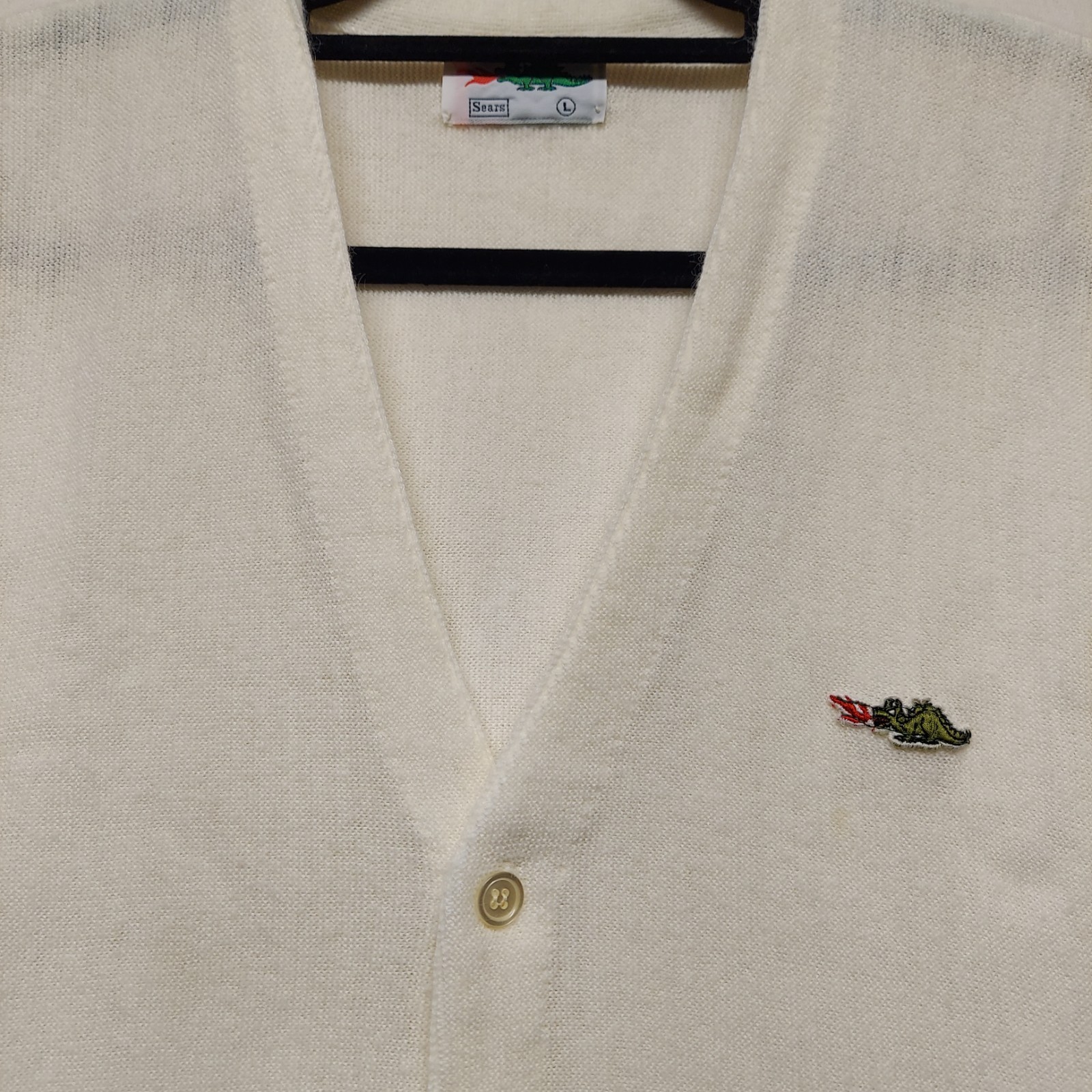 Vintage SEARS Cardigan Sweater Women’s Size Large White Button-Up Logo