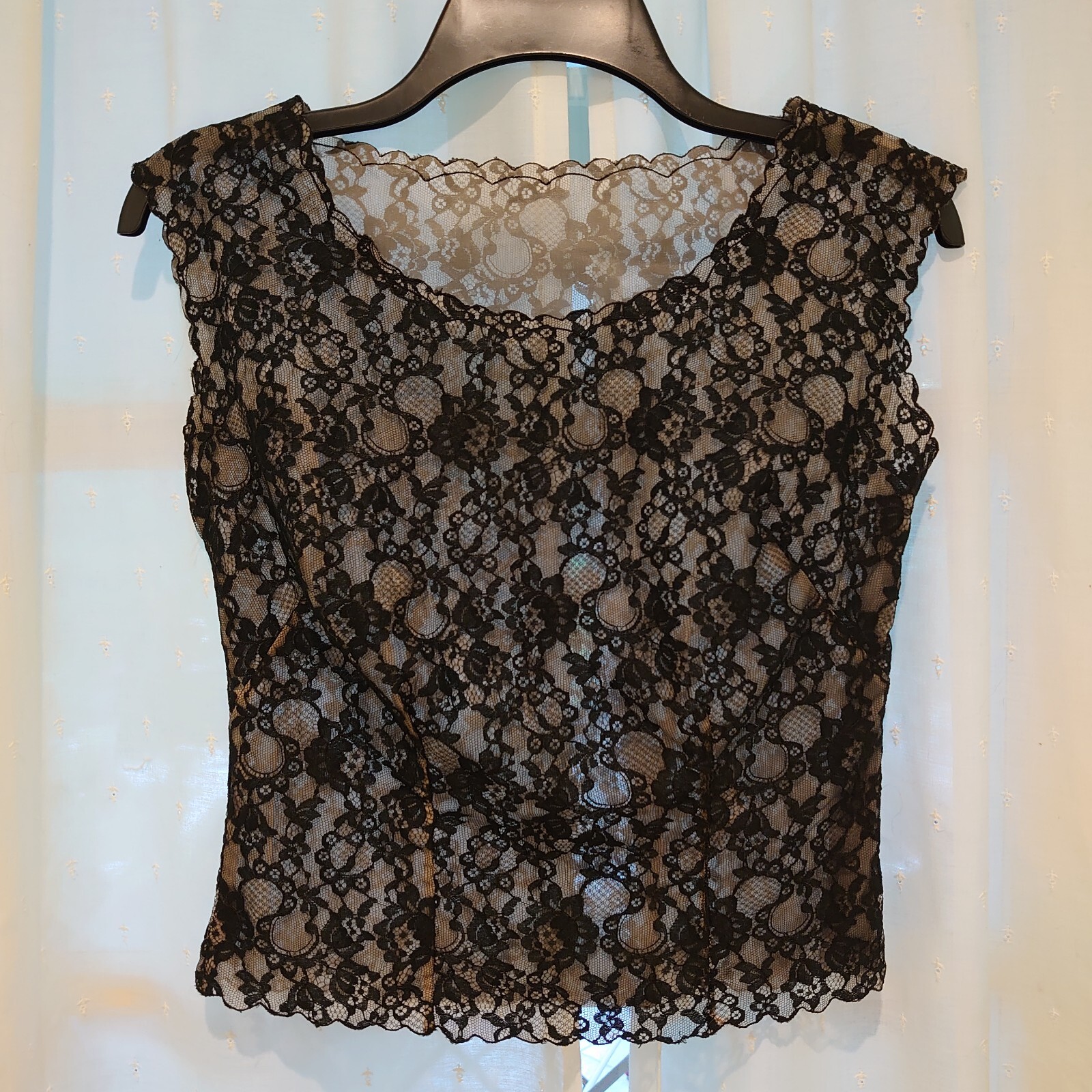 Vintage Black Lined Lace Top By Blouse De Jour Size Small/ Petite