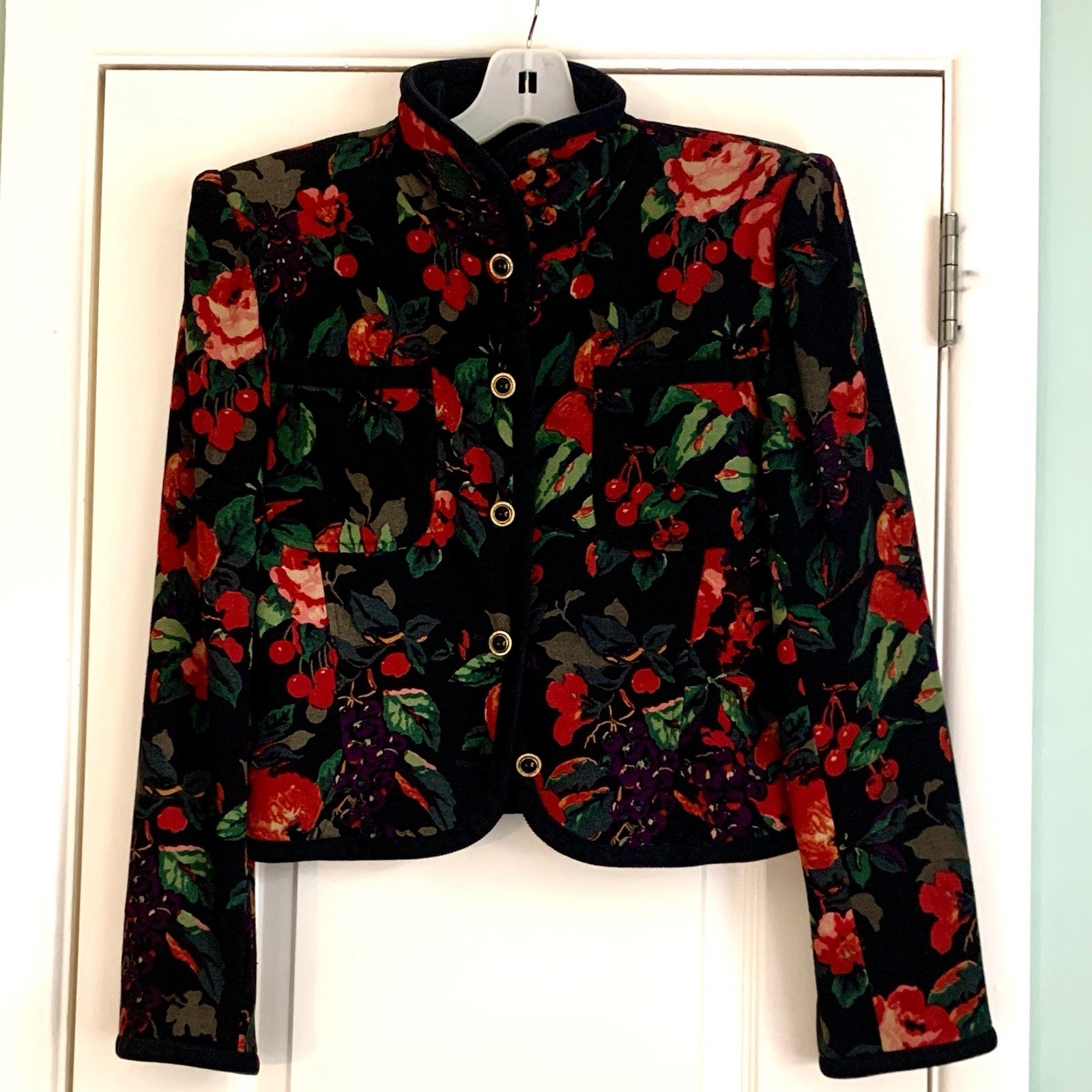 UNGARO COUTURE VINTAGE 80’s WOOL CREPE FLORAL JACKET