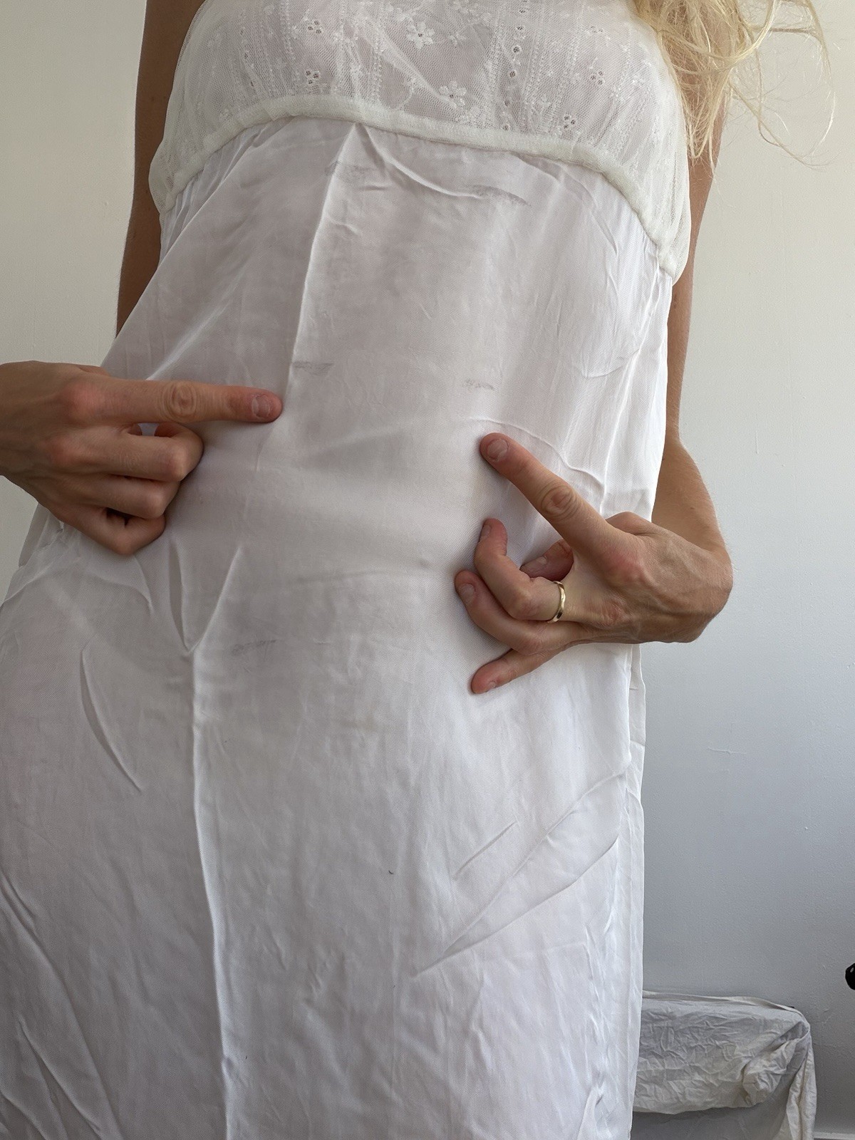 tricot COMME des GARCONS White Lace Trim Slip Dress, Size M Regular