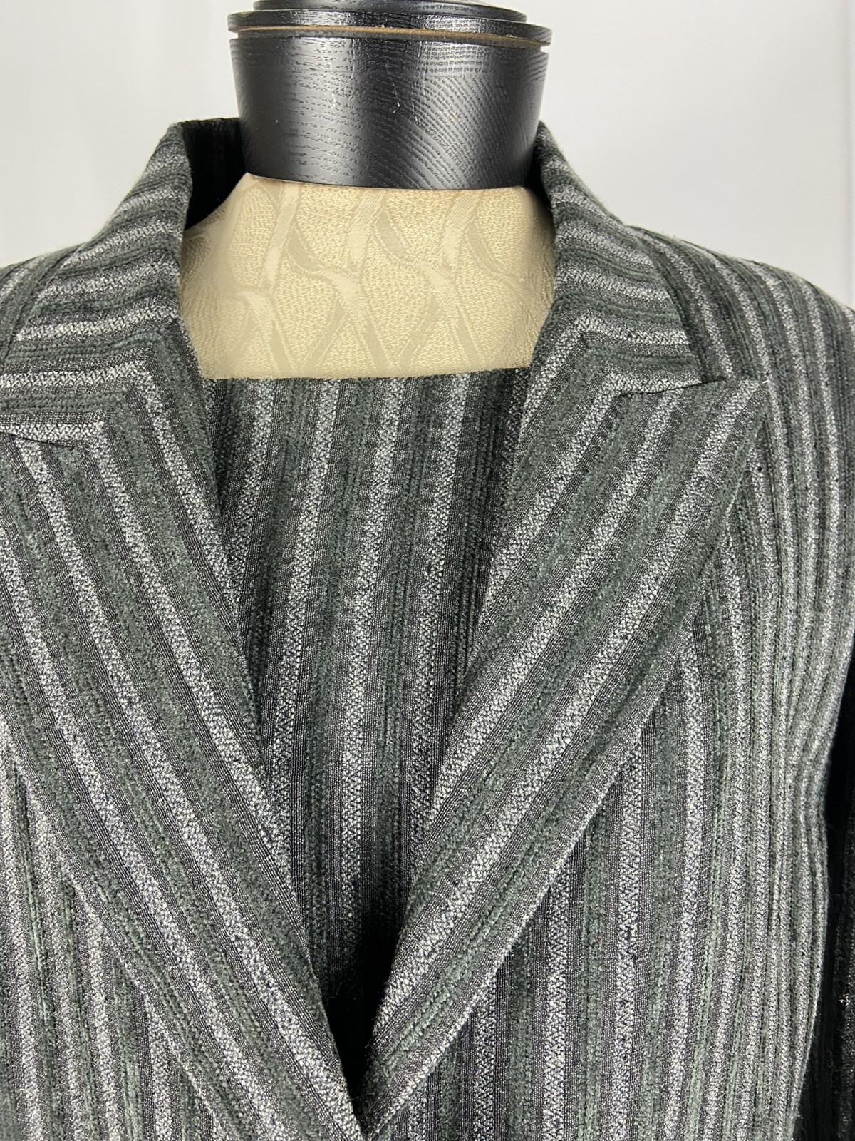 BENCIVENGA Couture Size 48 Gray Striped Wool Vintage Coat Dress