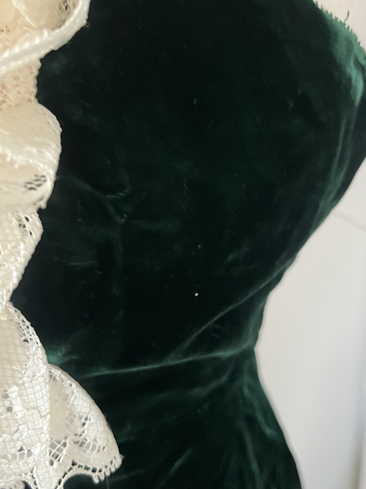 VTG 80s Jessica McClintock Emerald Green Velvet Lace Maxi Dress Sz XXS