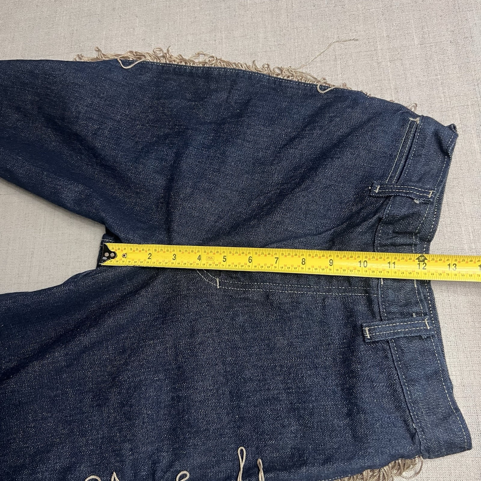 Vintage 70s Western Boho Dark Wash Denim Jeans Fringe Made In USA By Coventry Rd