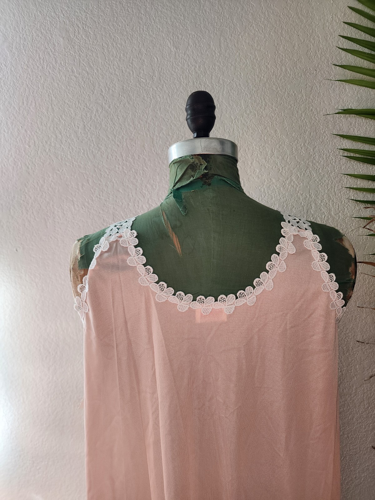 Vintage Odette Barsa Pink Nylon Semi Sheer Nightgown Floral Lace Bridal Sz P New