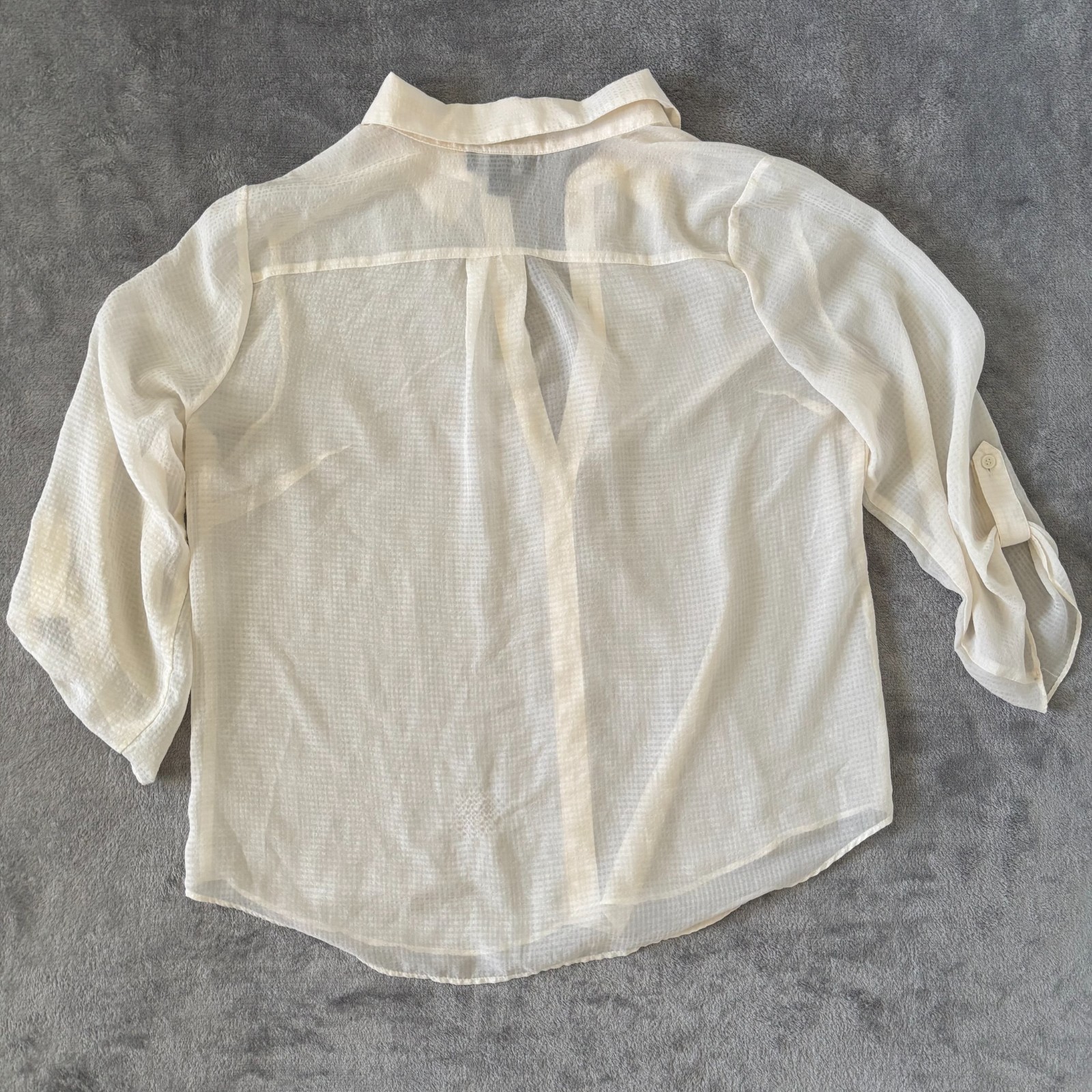AGB Women’s XL Vintage 90’s Sheer Window Pane Design Shirt 3/4 Sleeve Casual