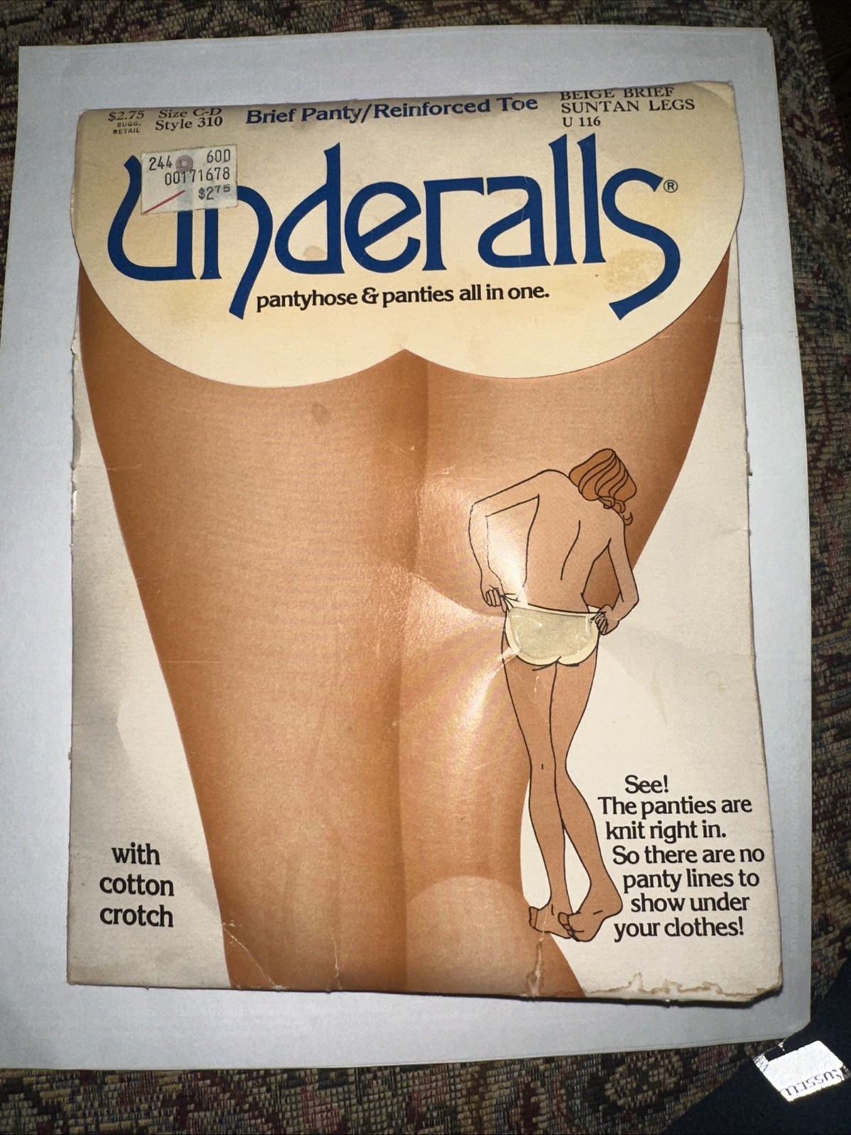 Underalls Suntan Brief Suntan Legs Style 310 Cotton Crotch Pantyhose 1978 Sz C/D