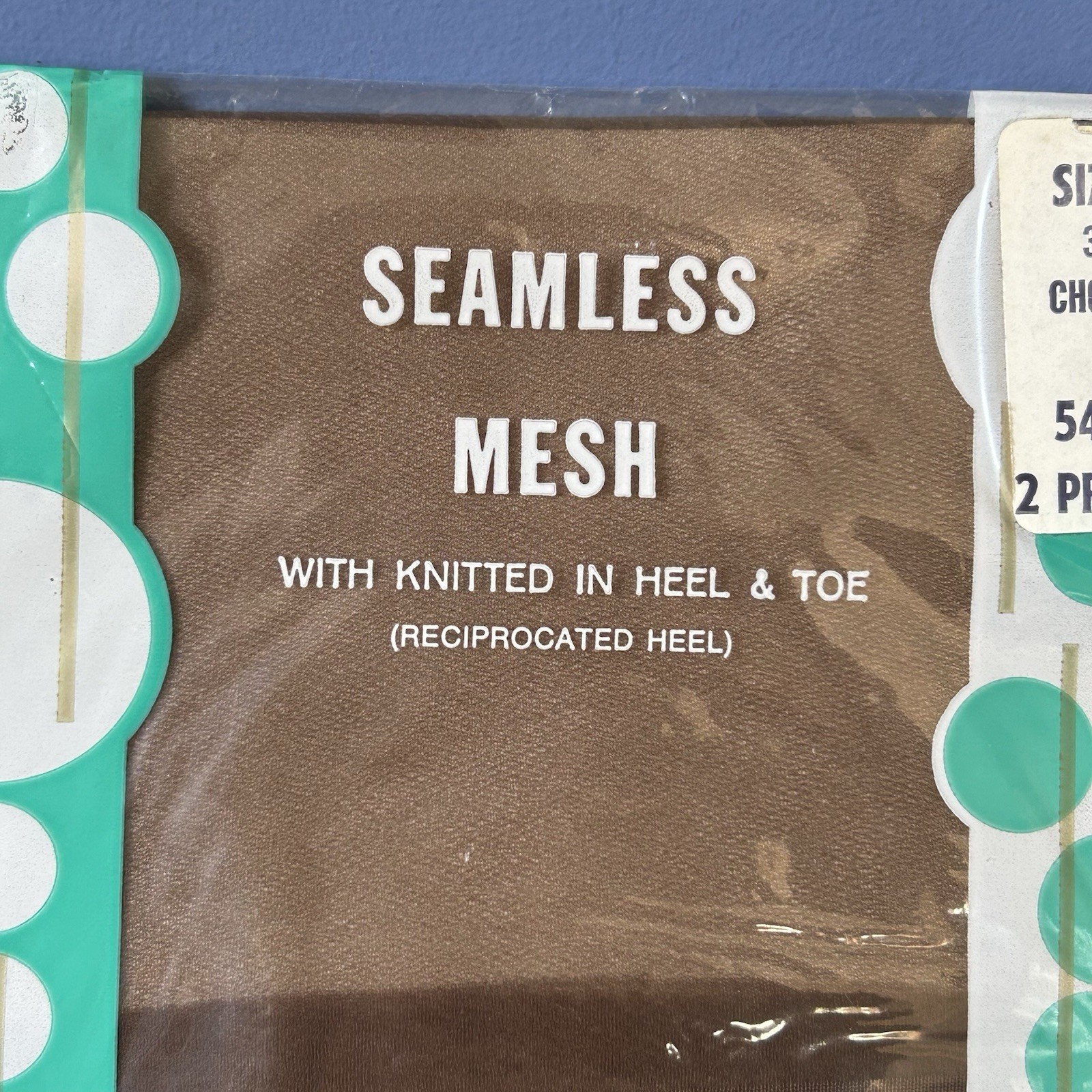 Vintage Col•And Seemless Mesh Stockings 2pr 31 in Sz 9.5 Chocolita 100% Nylon
