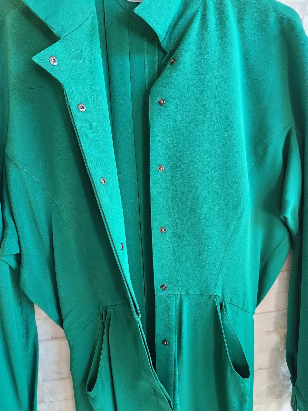 Vtg THIERRY MUGLER Paris Dress FR 38 Emerald Green Archival Sculptural 80s 90s