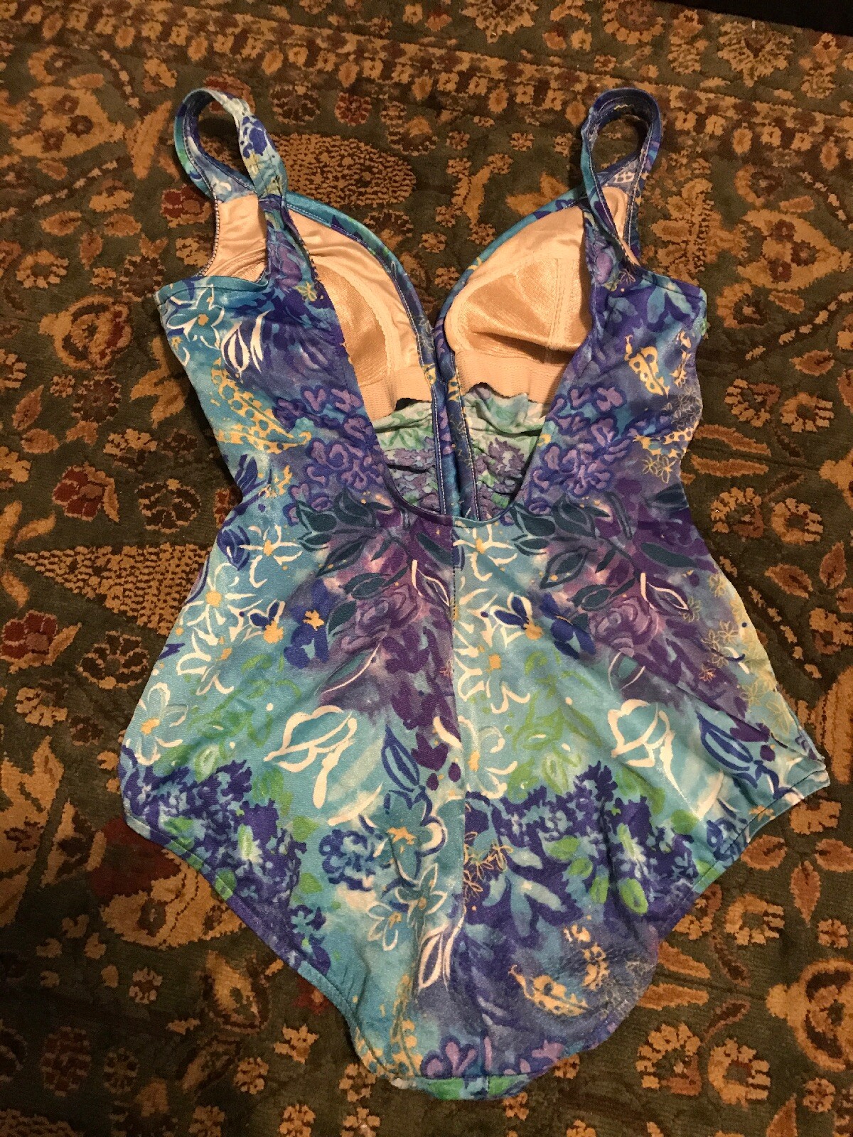 Vtg 1950’s 60s Robby Len Tropical One Piece Swimsuit Size 12