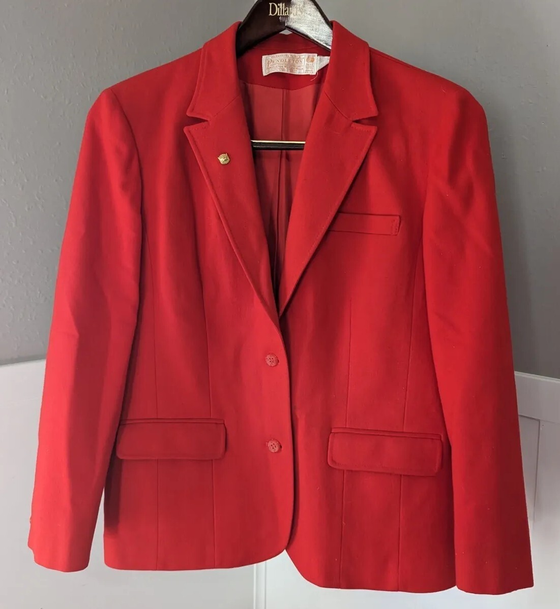VTG Womens Pendleton Red Virgin Wool Blazer USA Sz XS 23.5″ Sleeve 26″ Length
