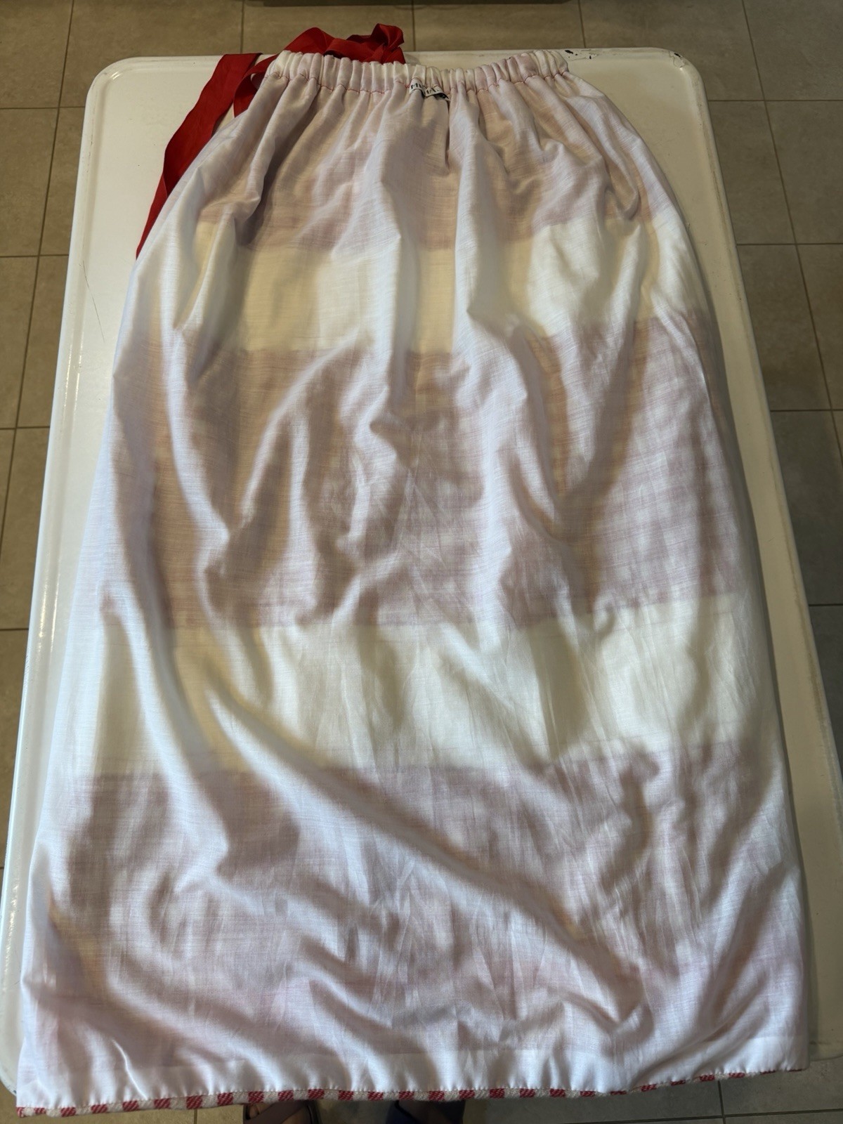 EUC 70s VTG Mr Hank Red/Cream Plaid/stripes Wool Maxi Skirt 28-38” LG Prairie