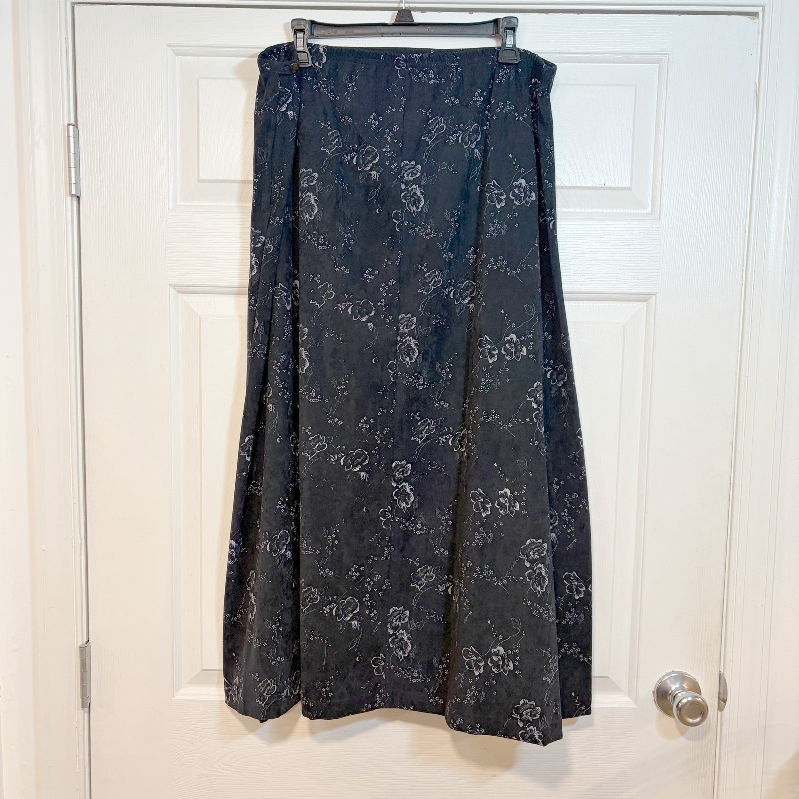 Apparenza Vintage 90s Y2K Black White Floral Long Maxi Skirt XL Grunge Romantic