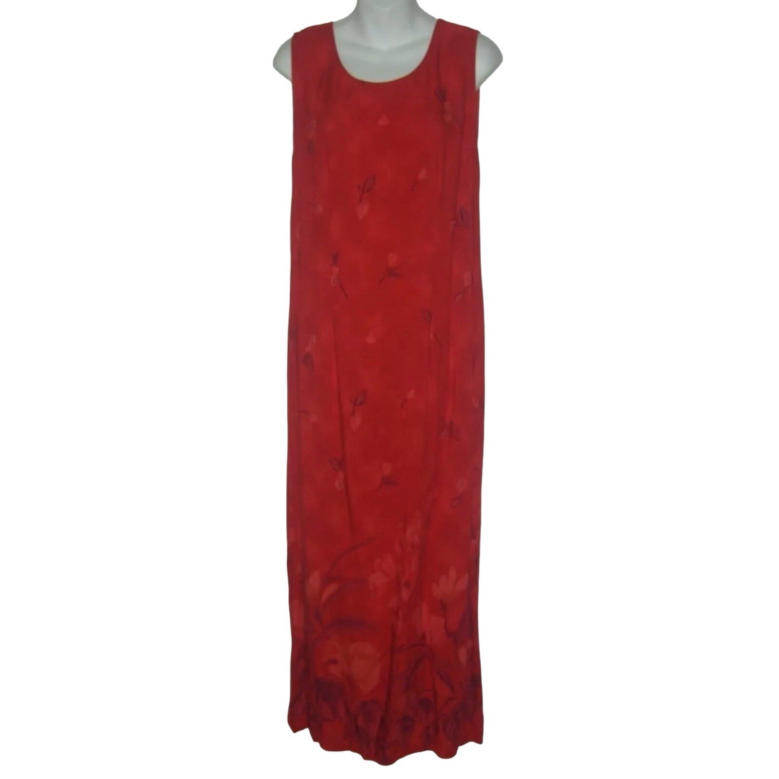 Vintage 90s Byer Studio Dress Red Floral Maxi Phoebe Buffay Grunge ALT y2k Plus