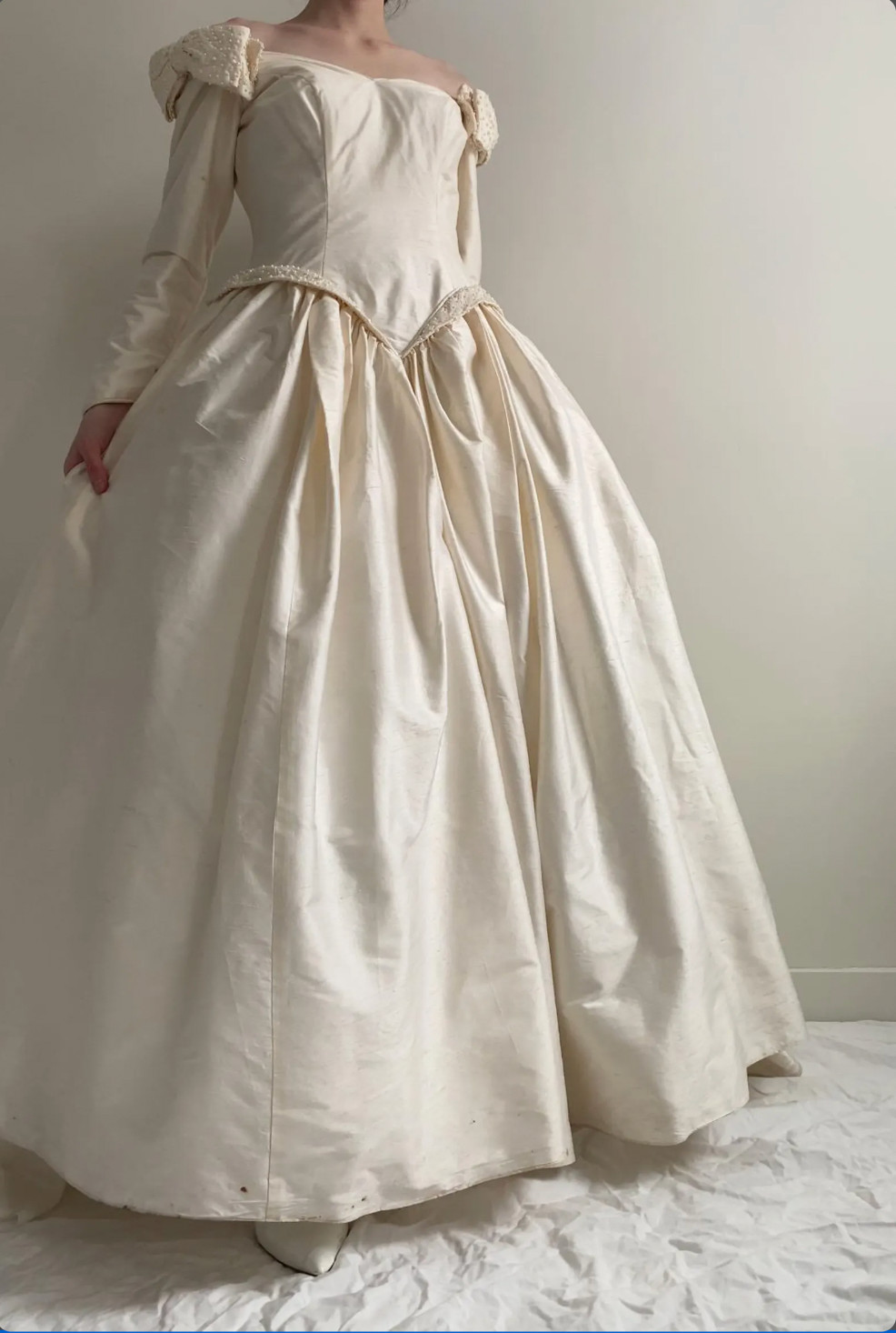 Vintage dupion silk weddingdress 1980s Catherine Rayner style