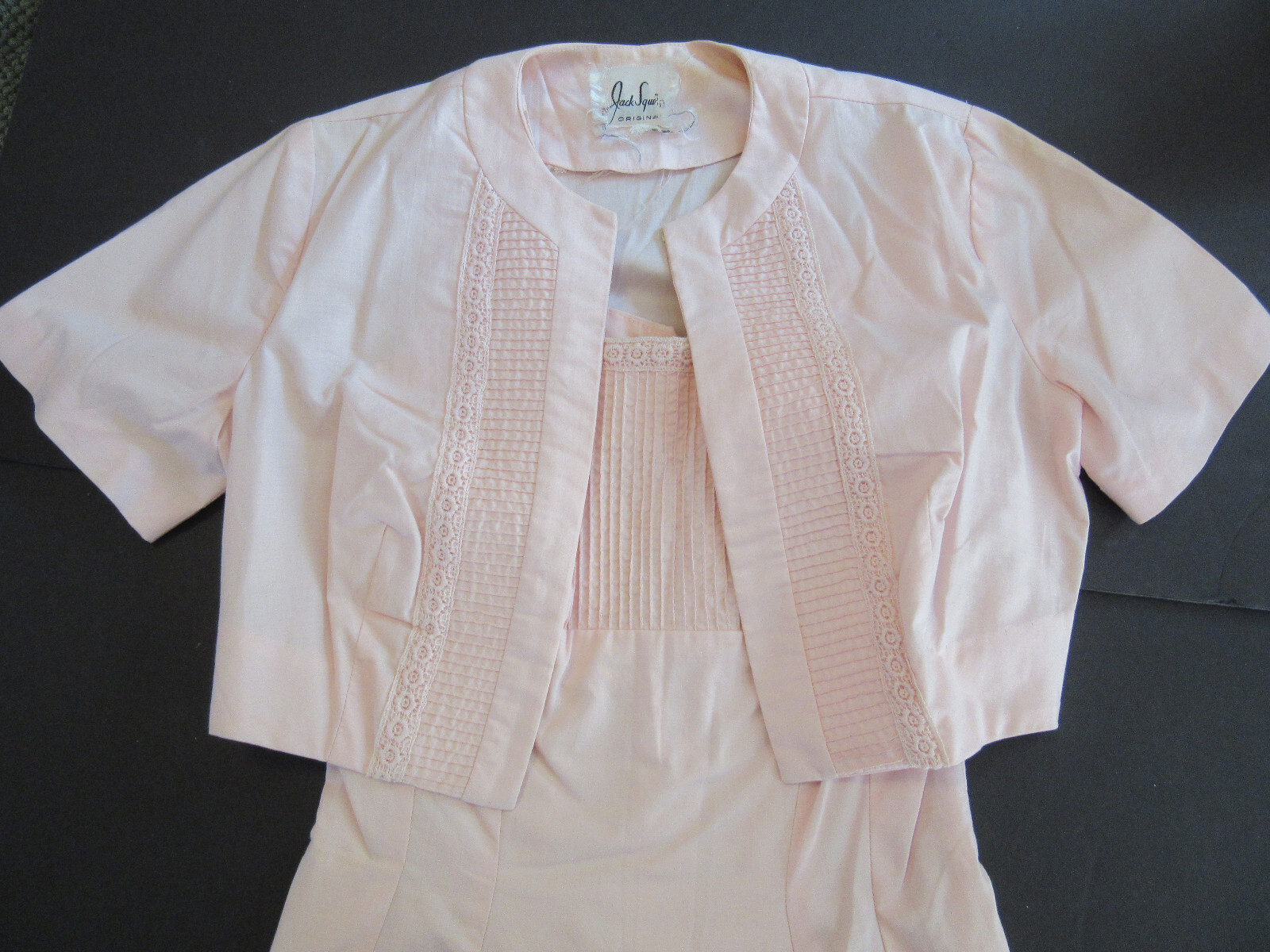Vintage Jack Squire Originals Pink Sleeveless Dress Jacket Cotton blend Small