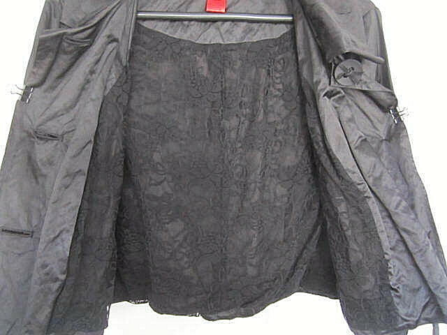 Vintage V Cristina Womens Jacket Large Black 3/4 Sleeves Polyester & Cotton