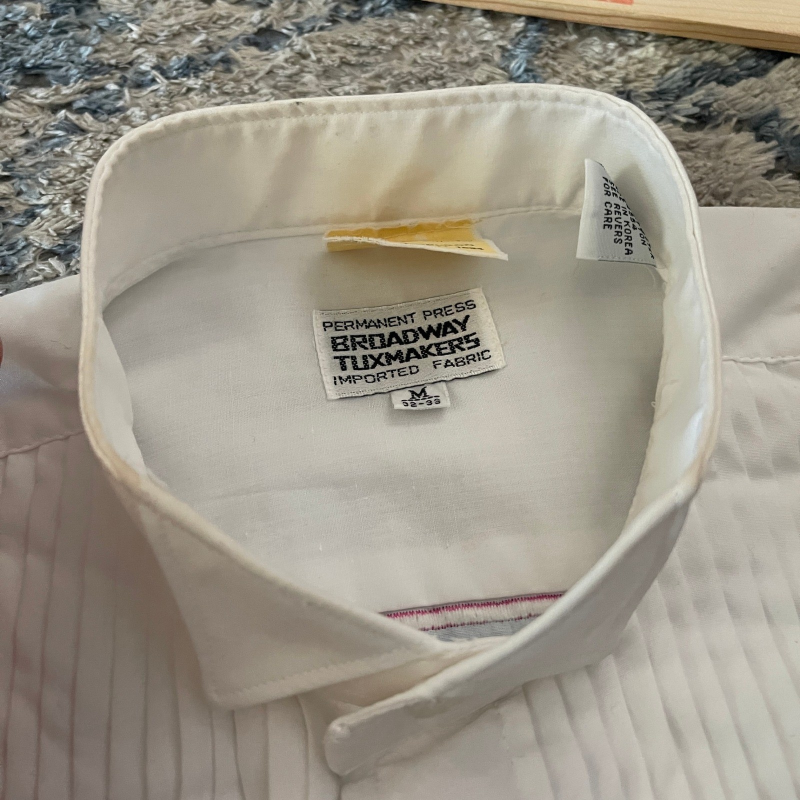 Vintage 80s Broadway Tuxmakers White Pleated Bib Shirt Patchwork Western Size M