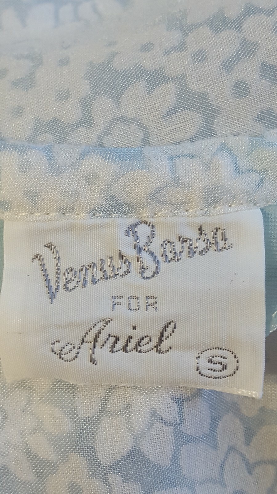 ARIEL Venus Barsa Robe & Nightgown S Blue White Floral Long Lace Trim Vintage