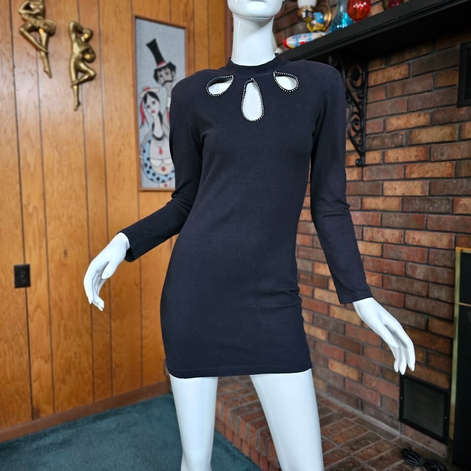 Vtg 90s Glam Rock Bad Girl Kelly Bundy Bodycon Tube Stretch Mini Party Dress S/M
