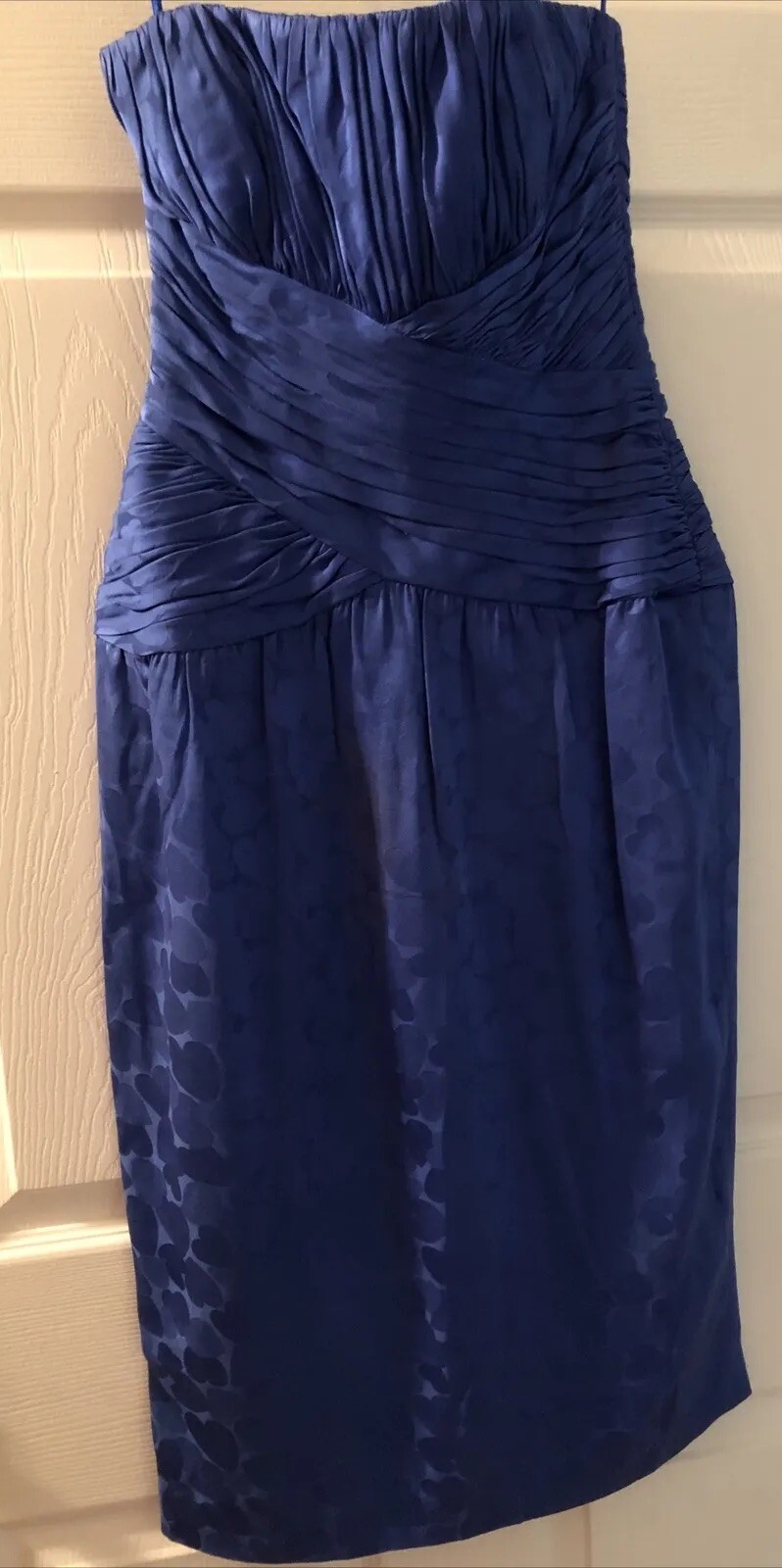 Vintage St Gillian Silks Elegant Petite Blue Strapless 100% Silk Dress Sz 2