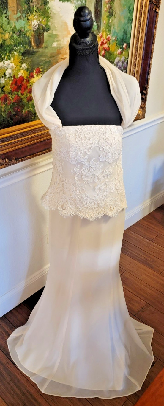 Watters and Watters Vintage Womens 6 Silk Ivory Bridal Mother Of the Bride Dress