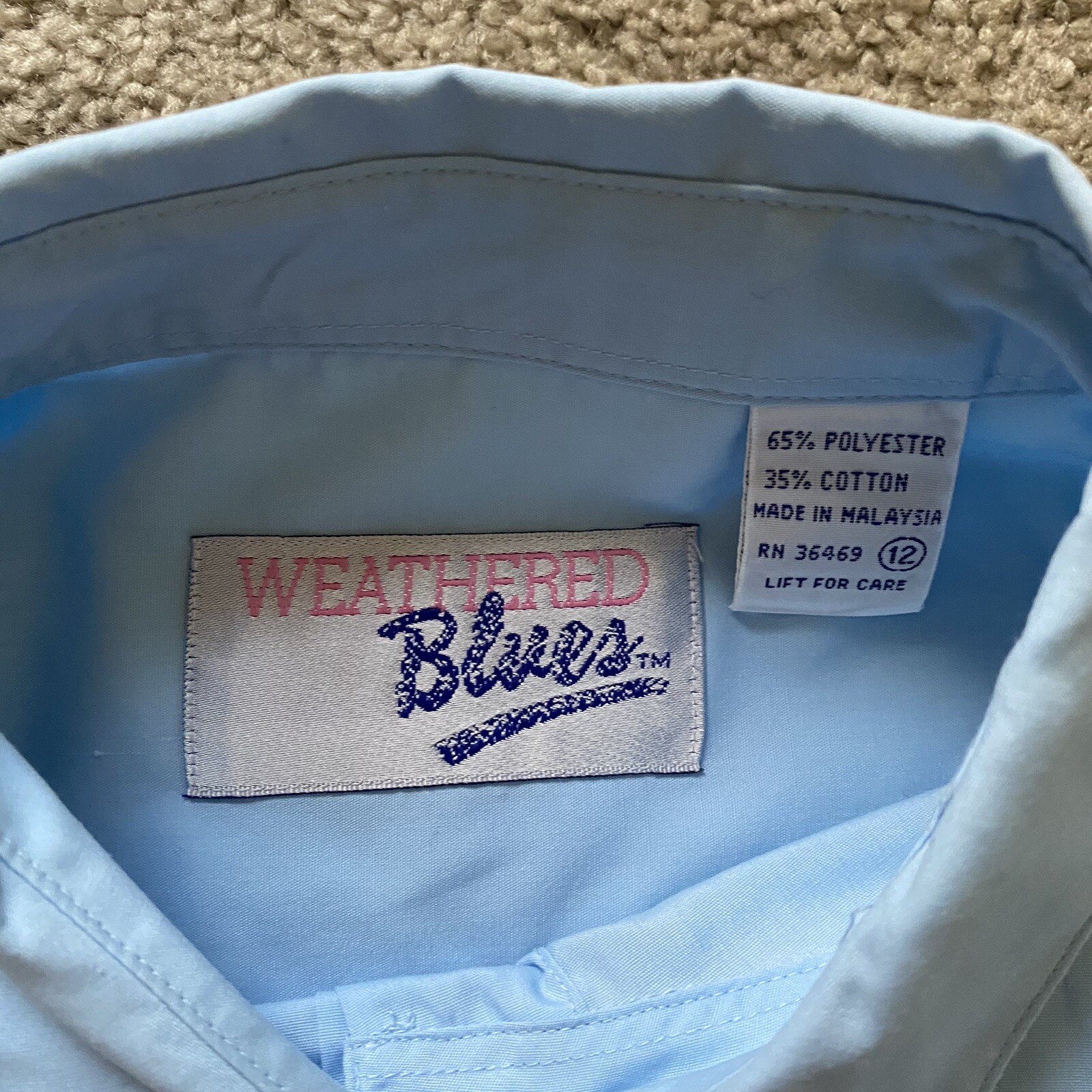 VTG ~ 1990s ~ Weathered Blues ~ Light Blue Button Down ~ Embroidery ~ Size 12