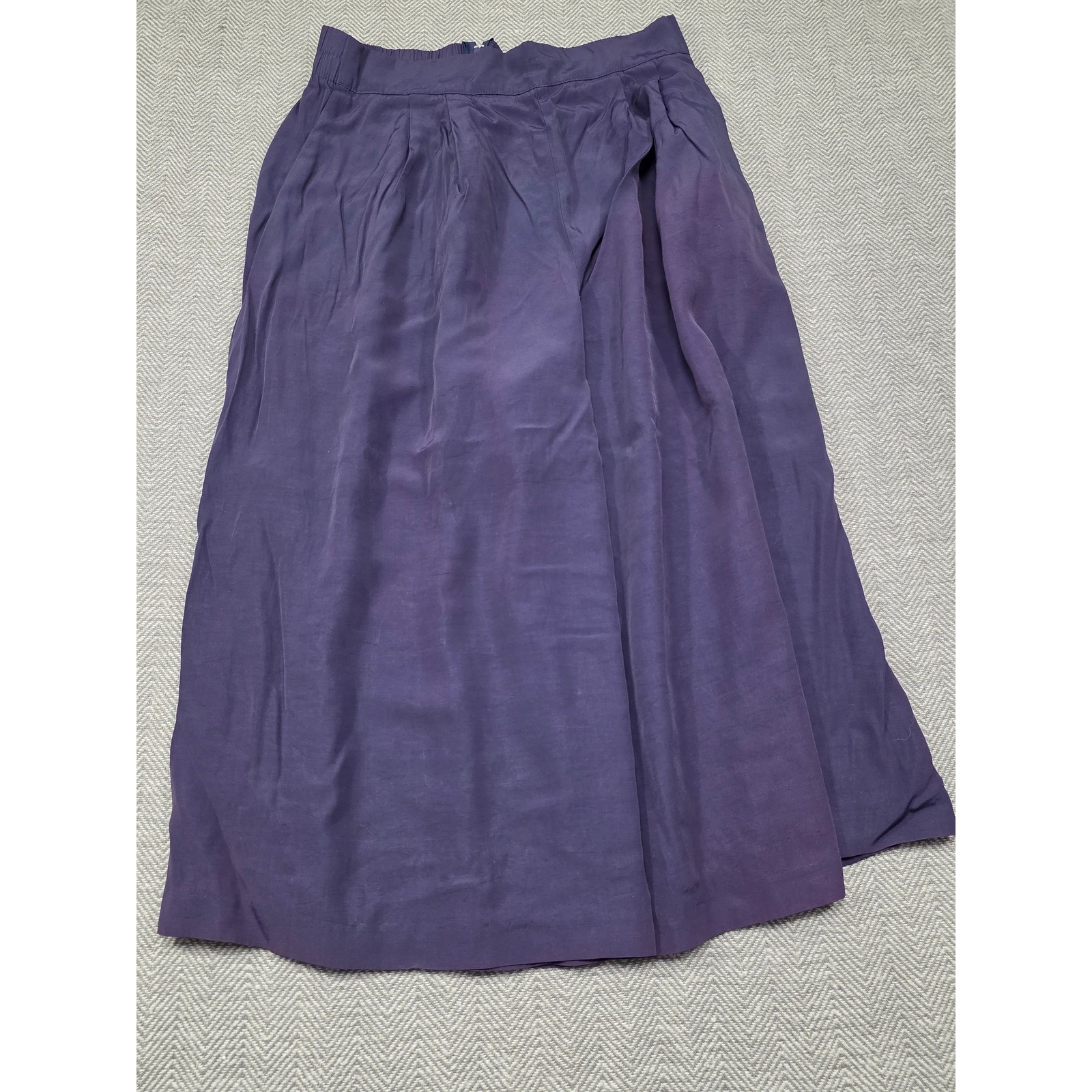 Betsy’s Things Vintage Purple Midi Skirt Elastic Waist Pleated Dark Plum 31L