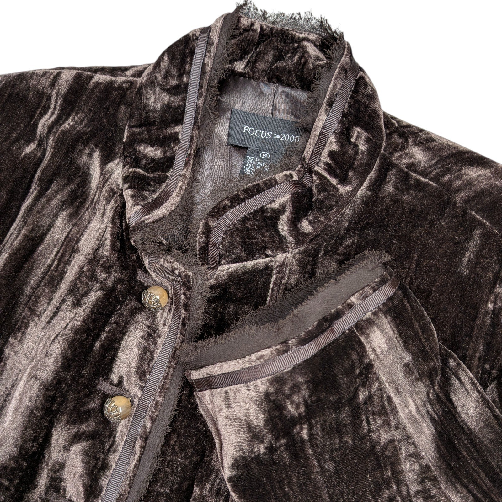 Vintage Women’s Crushed Velvet Blazer Whimsigoth Goblin Size 14 Chocolate Brown