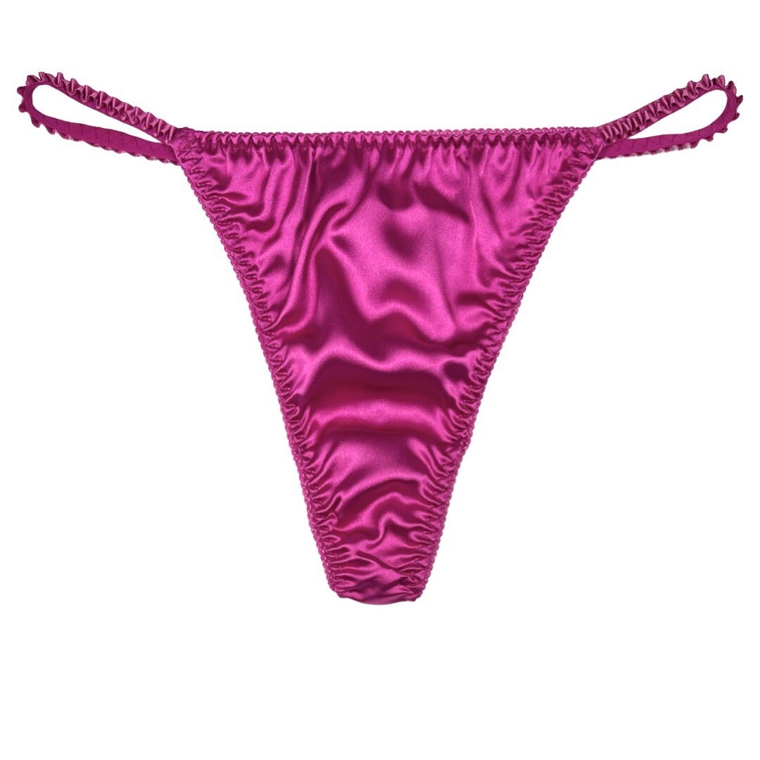 Satin String Thong Magenta M