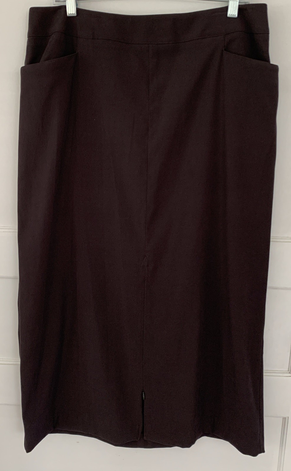 Norton McNaughton 16 NWT Vtg Pencil Maxi Skirt Brown Stretch Zip Front Slit