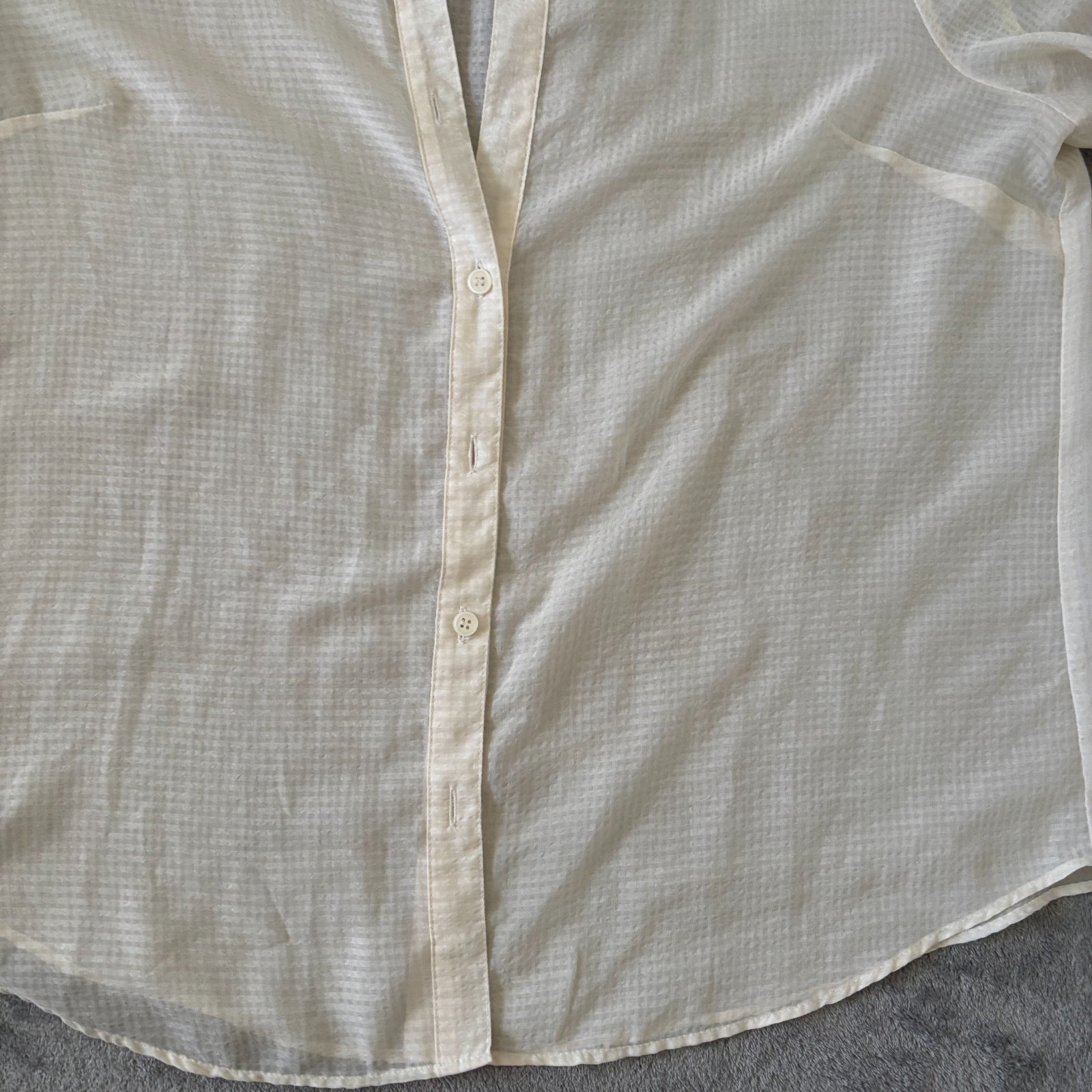 AGB Women’s XL Vintage 90’s Sheer Window Pane Design Shirt 3/4 Sleeve Casual