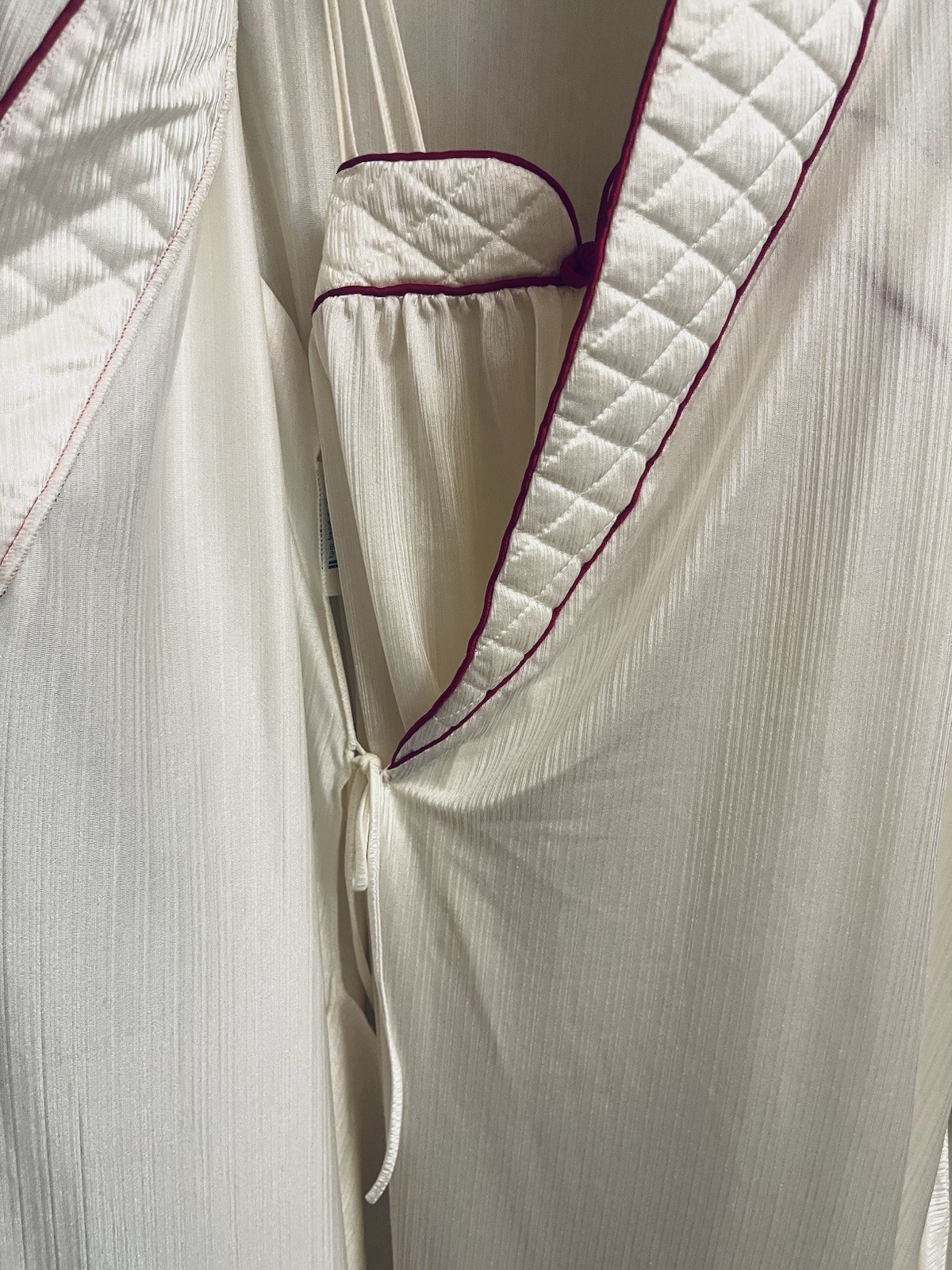 VTG Tom Bezduda Barad Night Gown & Robe Lingerie Set 70’s Boudoir Ivory Red