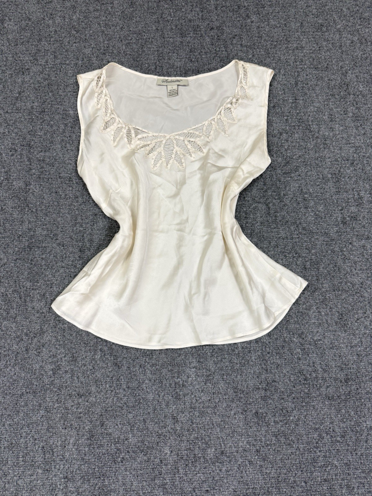 Creamy White Silk Camisole Lace Detail and Wide Shoulder Straps Size L