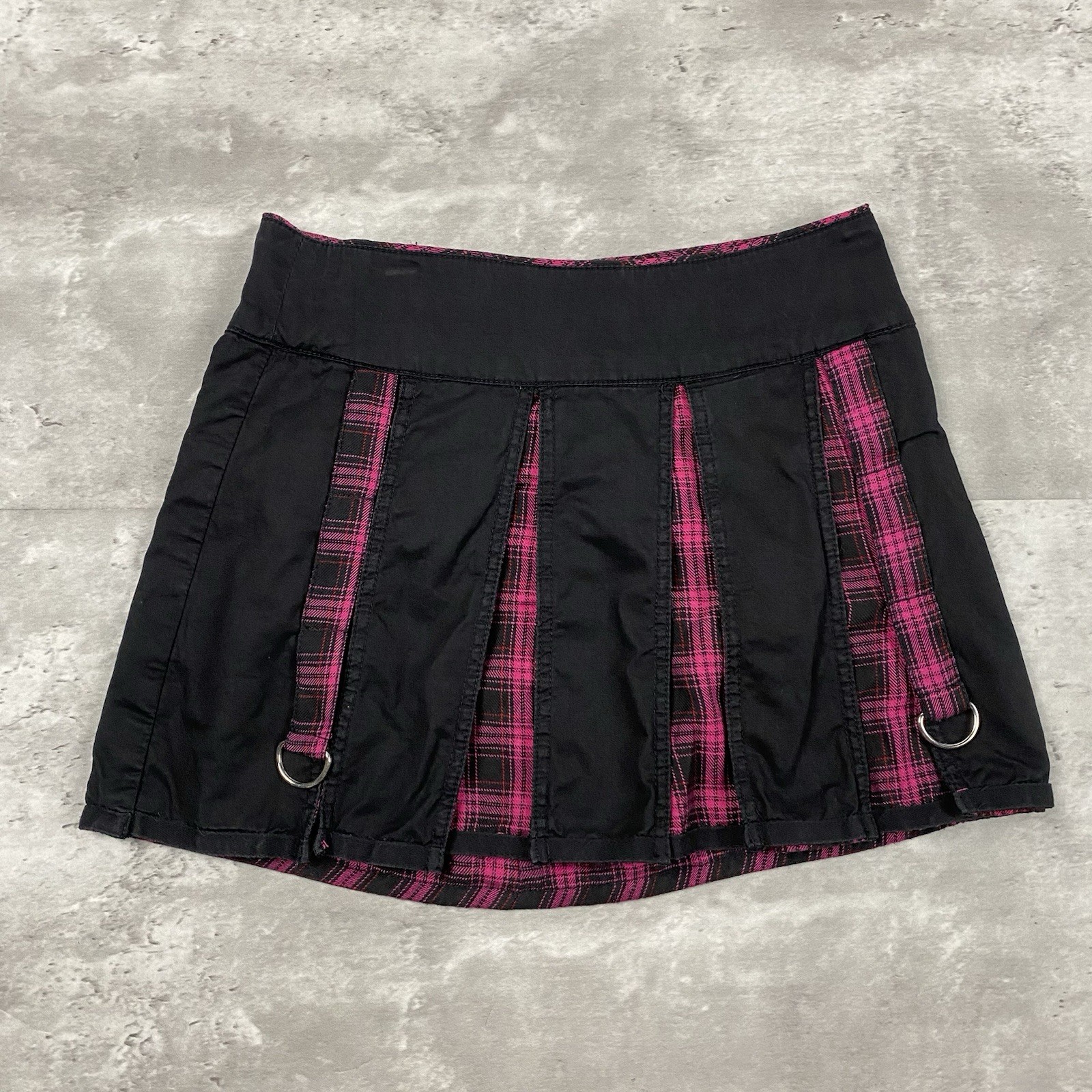 vintage TRIPP NYC reversible pleated mini skirt S plaid pink black goth emo punk