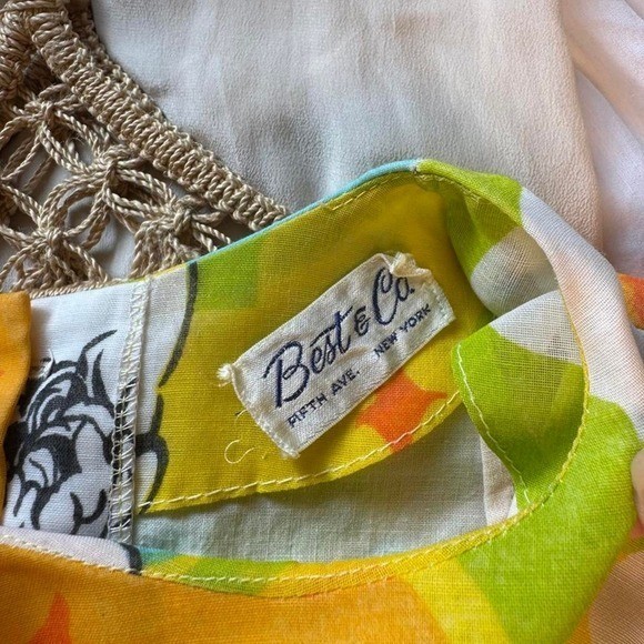 Vintage 60s Floral Dress + Short Set High Waist Mod Orange Green White Dayglow