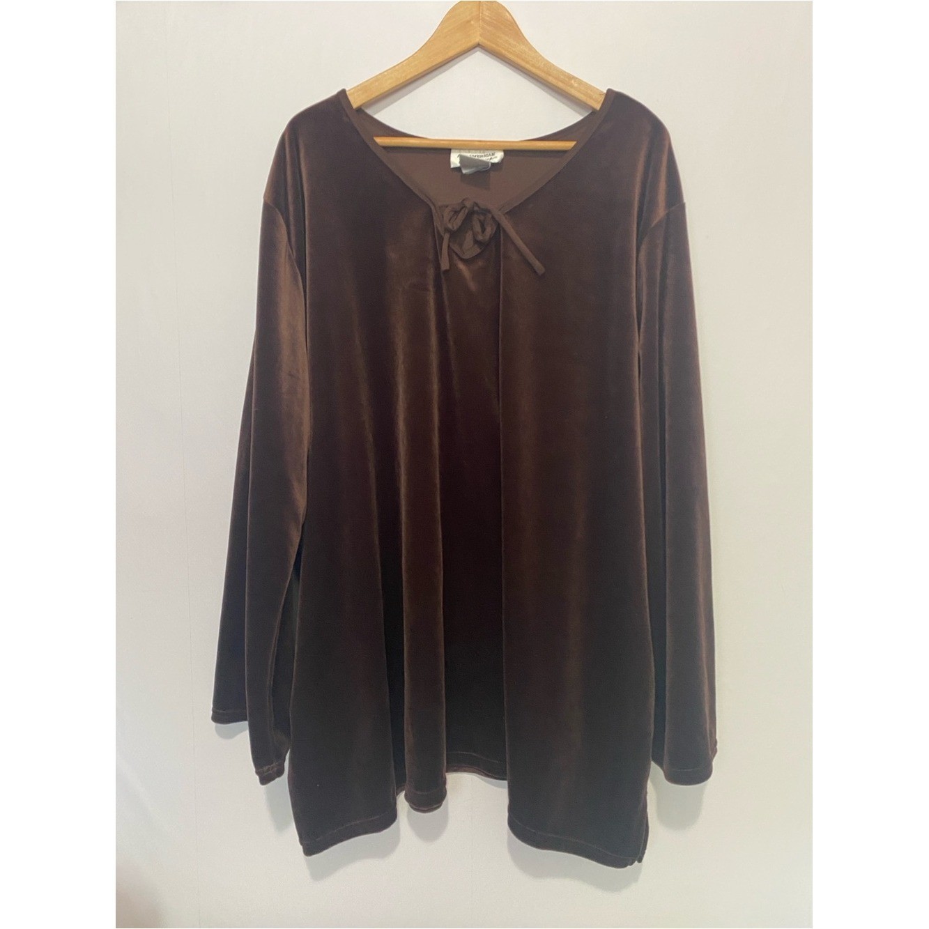 All American Comfort Women’s Top Tunic 4X Brown Velour Vintage Minimalist Soft