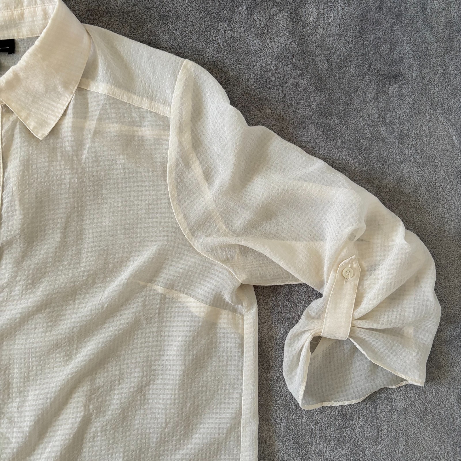 AGB Women’s XL Vintage 90’s Sheer Window Pane Design Shirt 3/4 Sleeve Casual