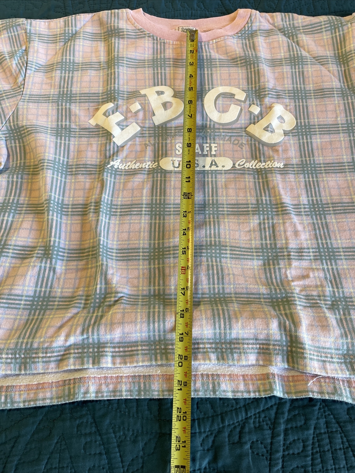 VTG 90s E.B.C.B Woman’s Pullover Long Sleeve Shirt Pink & Green Checkered, L