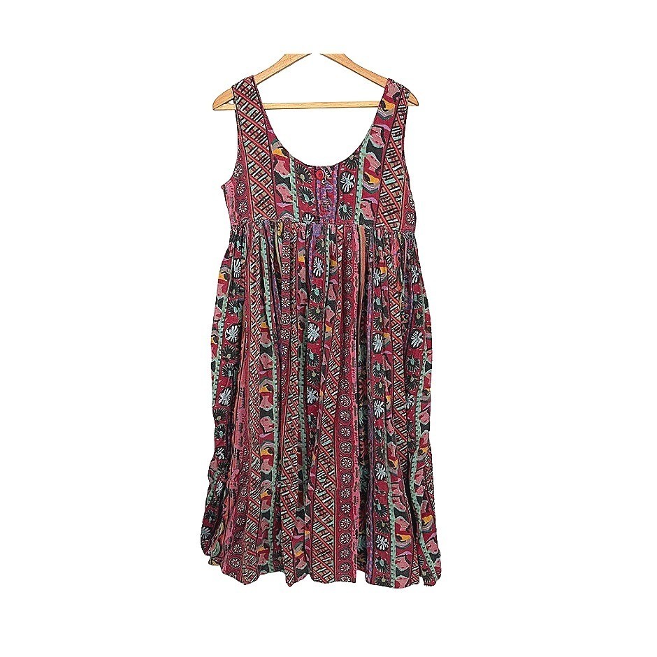 Erika Taylor Sport Dress Abstract Geometric Sleeveless Boho VTG Size MD *FLAWED