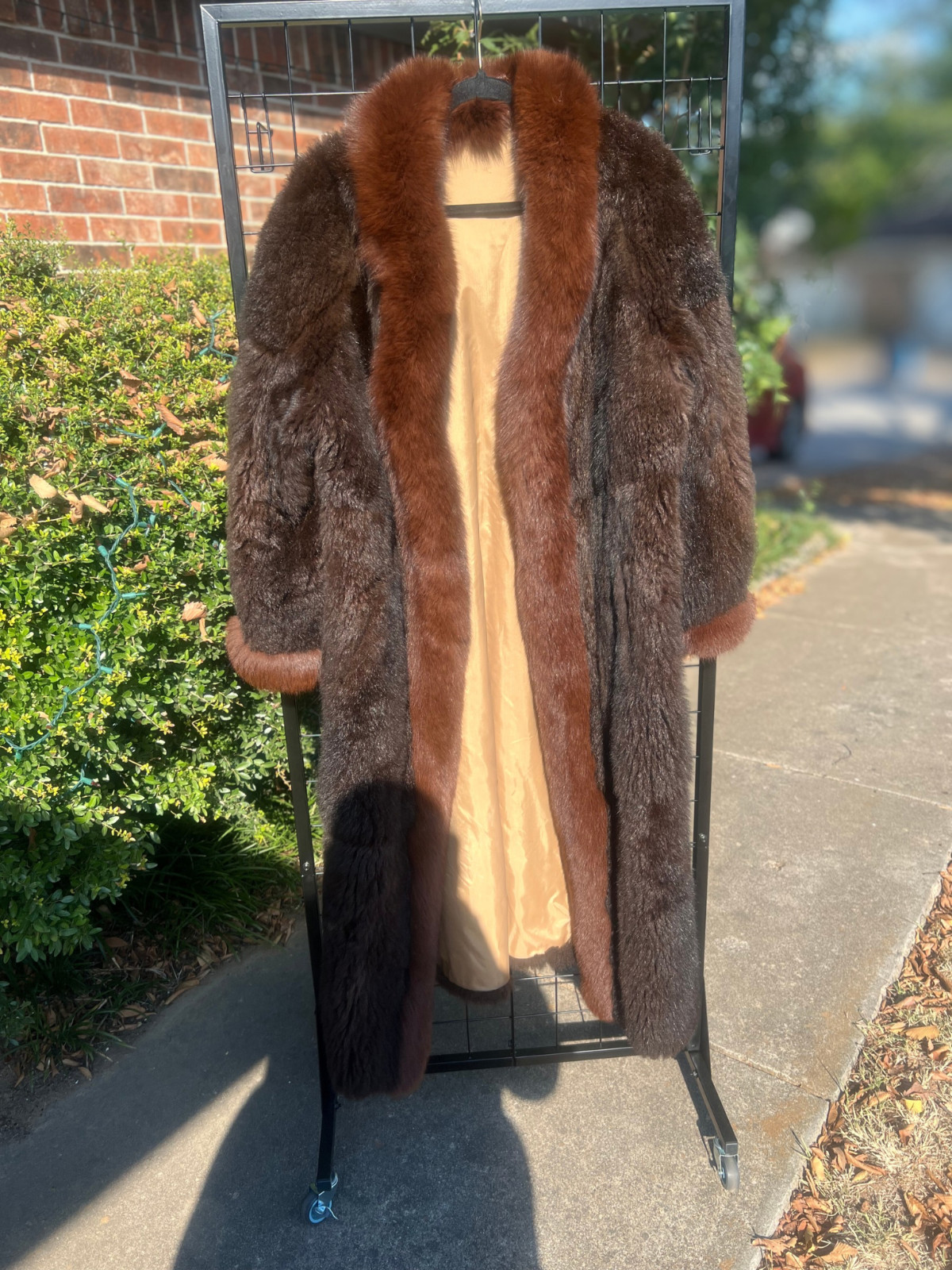 Vintage Possum Fur Coat w/ Fox Trim – Verified Real Fur – Size 14 – $500