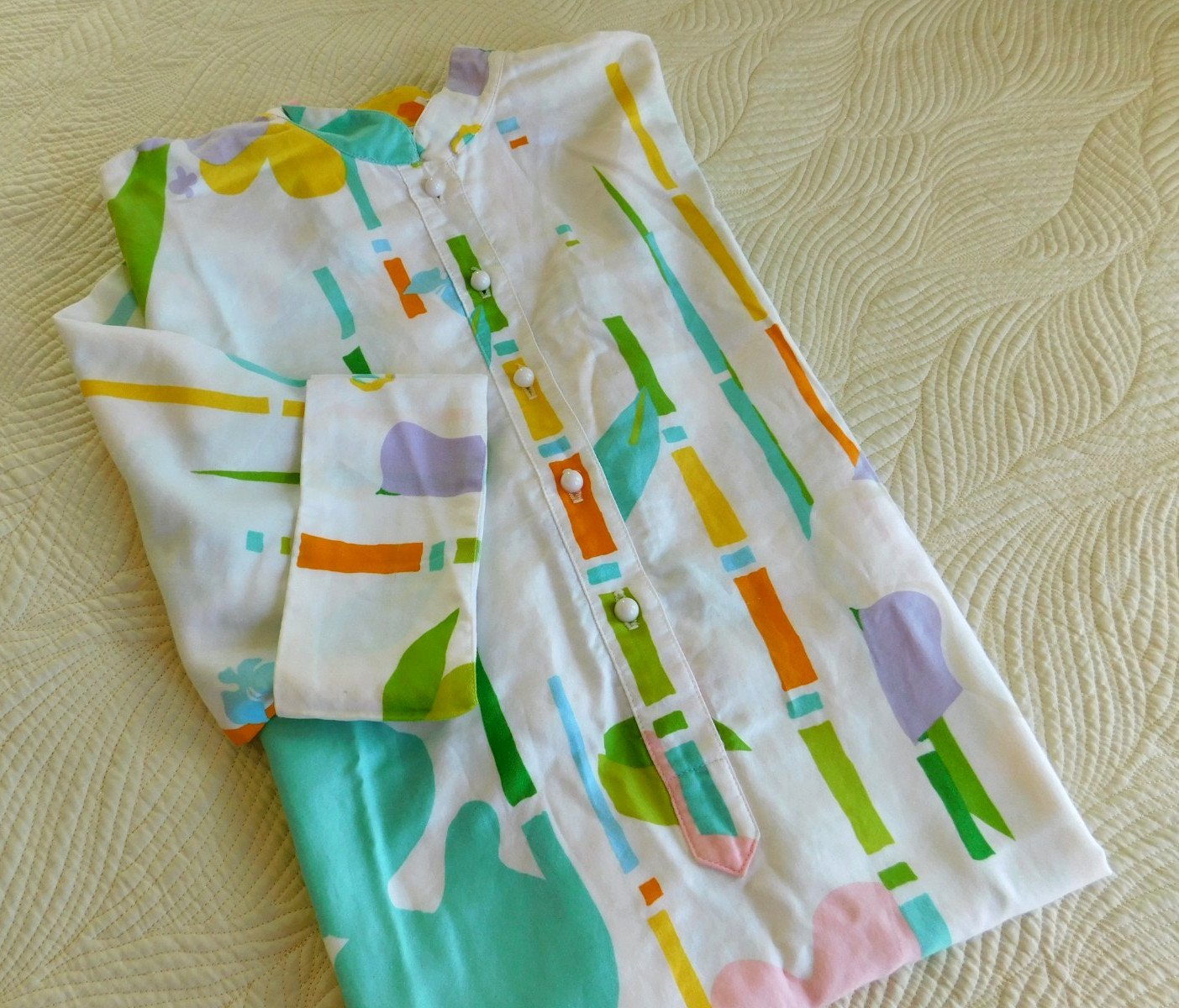 VTG Catherine Ogust Penthouse Gallery mod Sakura, bamboo & butterfly shirt dress