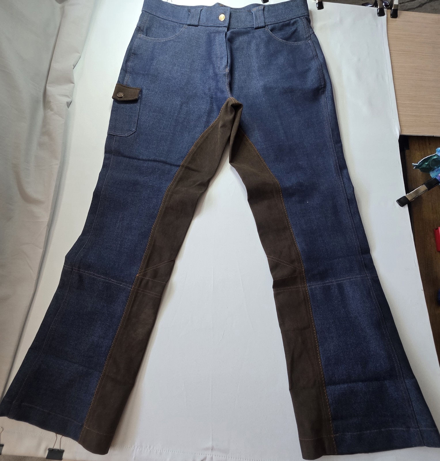 Trail Rider Jeans With Full Suede Panel Seat Flare Size 40 AB 4-1004