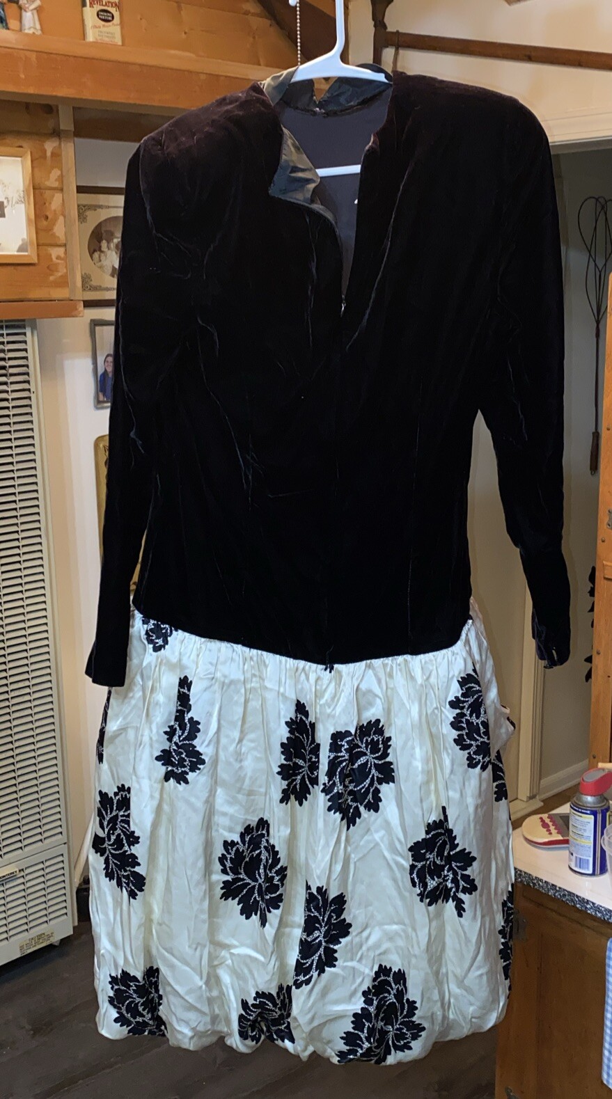 VTG Bubble Dress 90s Maggy London Jeannene Booher Silk Skirt Black Velvet Sz 10