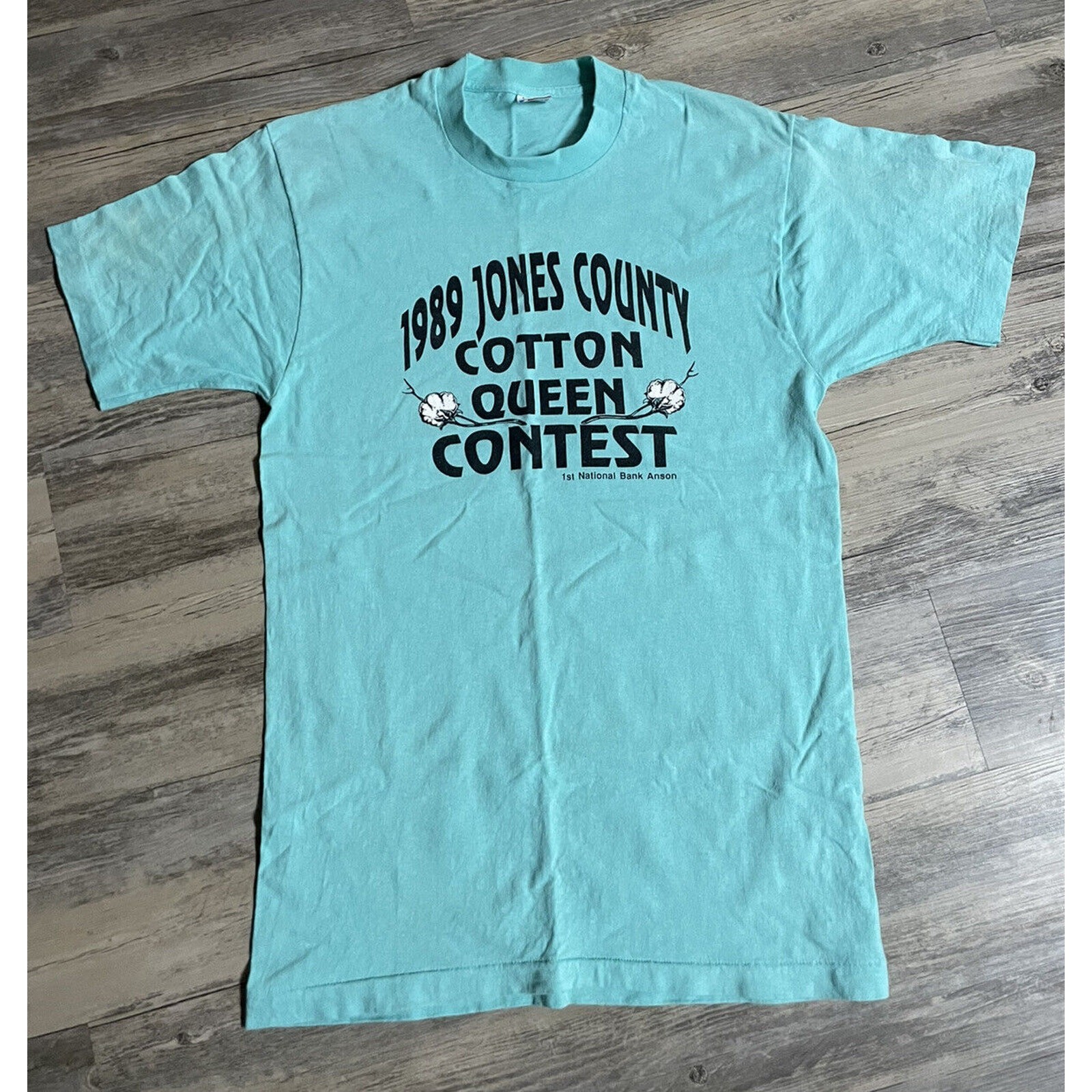 Vintage 80s Cotton Queen Contest T-Shirt – Men’s Large Blue – Single Stitch USA
